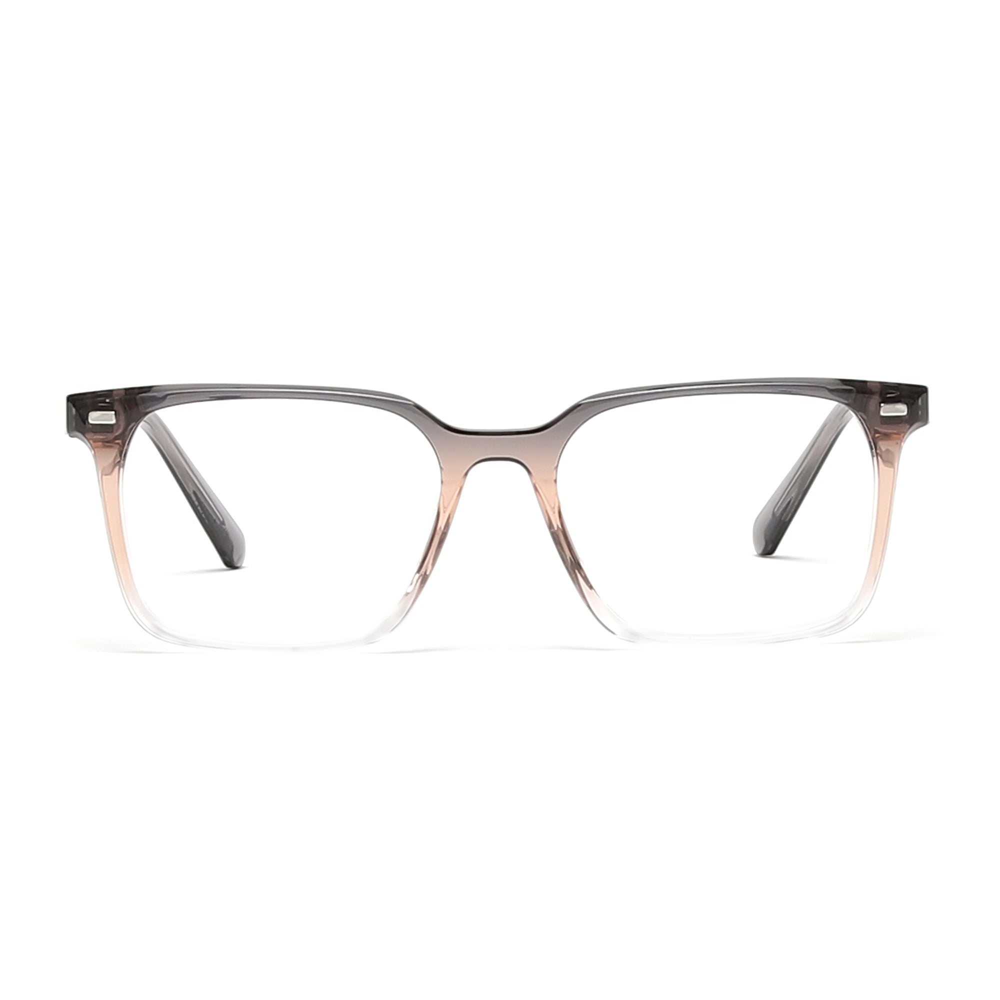 Cavolin Brown Transparent Clip On Square Eyeglasses