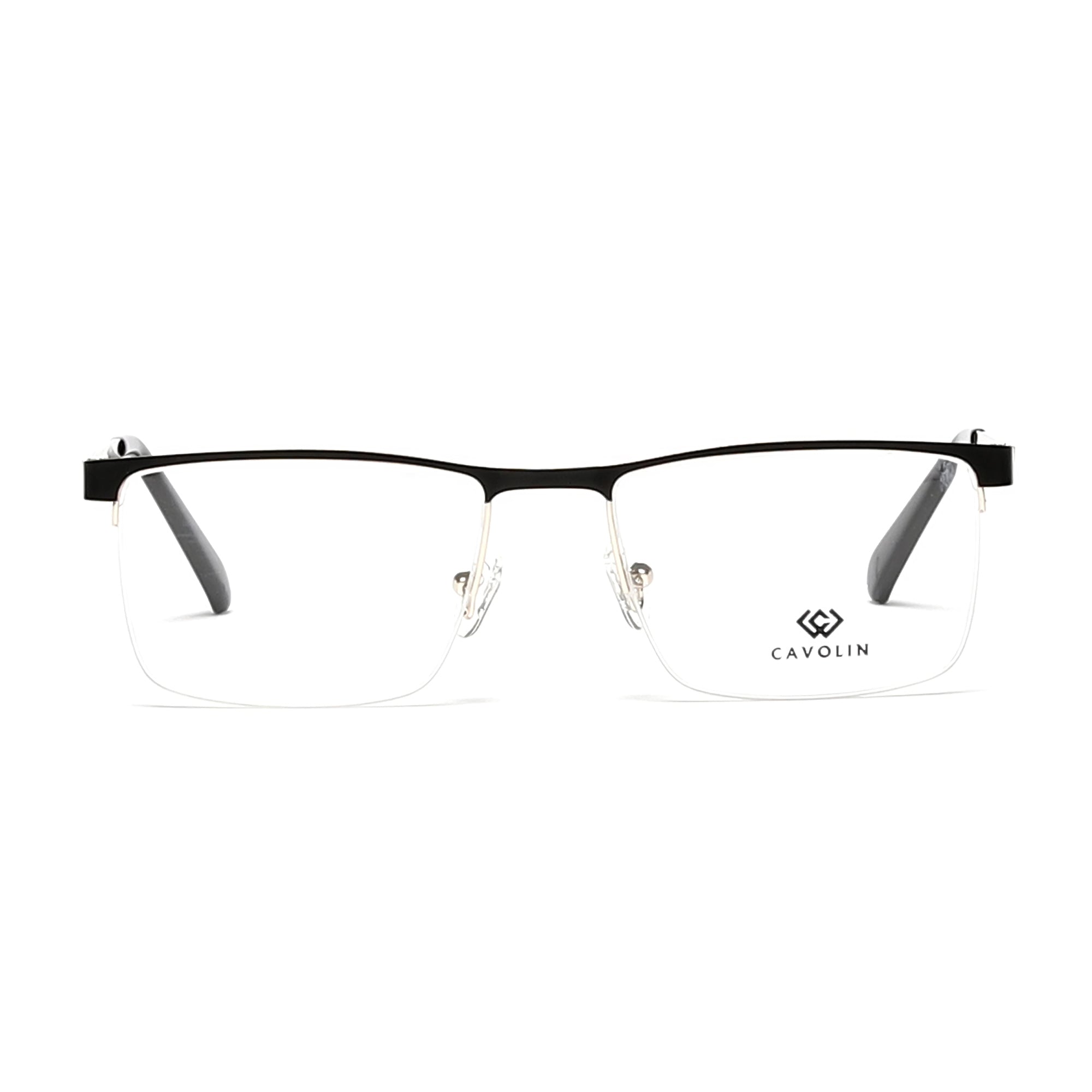Cavolin Black Gold Rectangle Eyeglasses