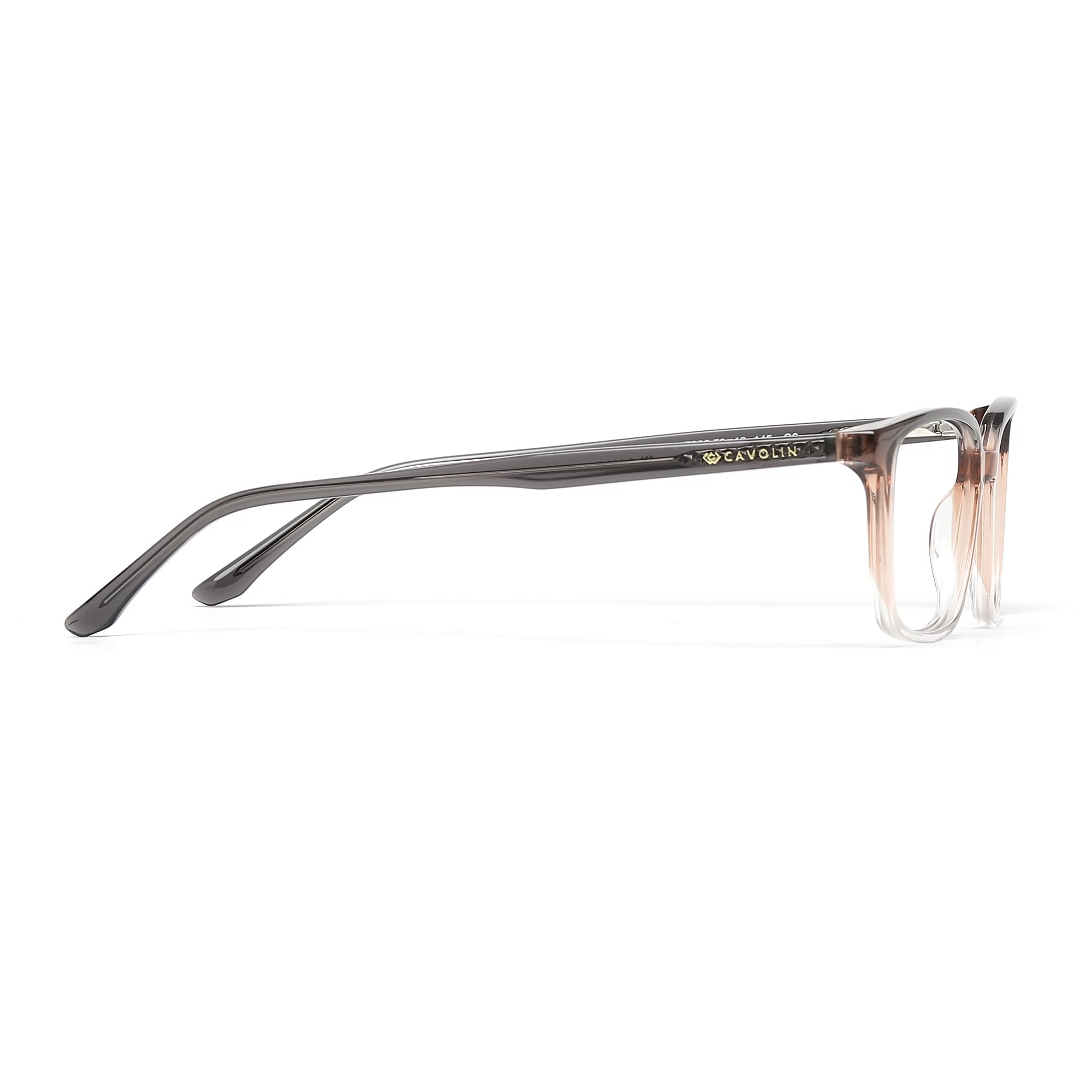 Cavolin Brown Transparent Rectangle Eyeglasses
