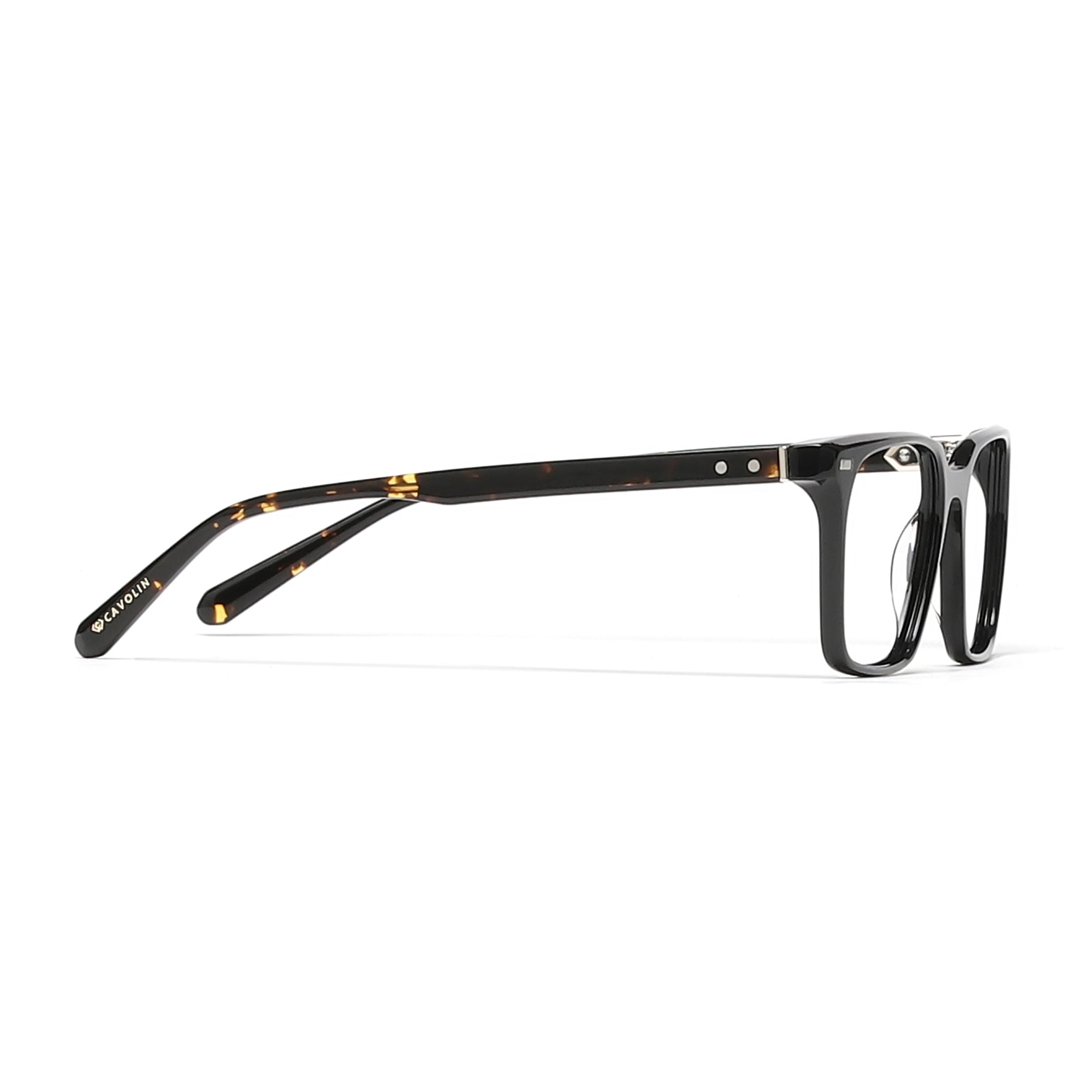 Cavolin Black Clip On Square Eyeglasses