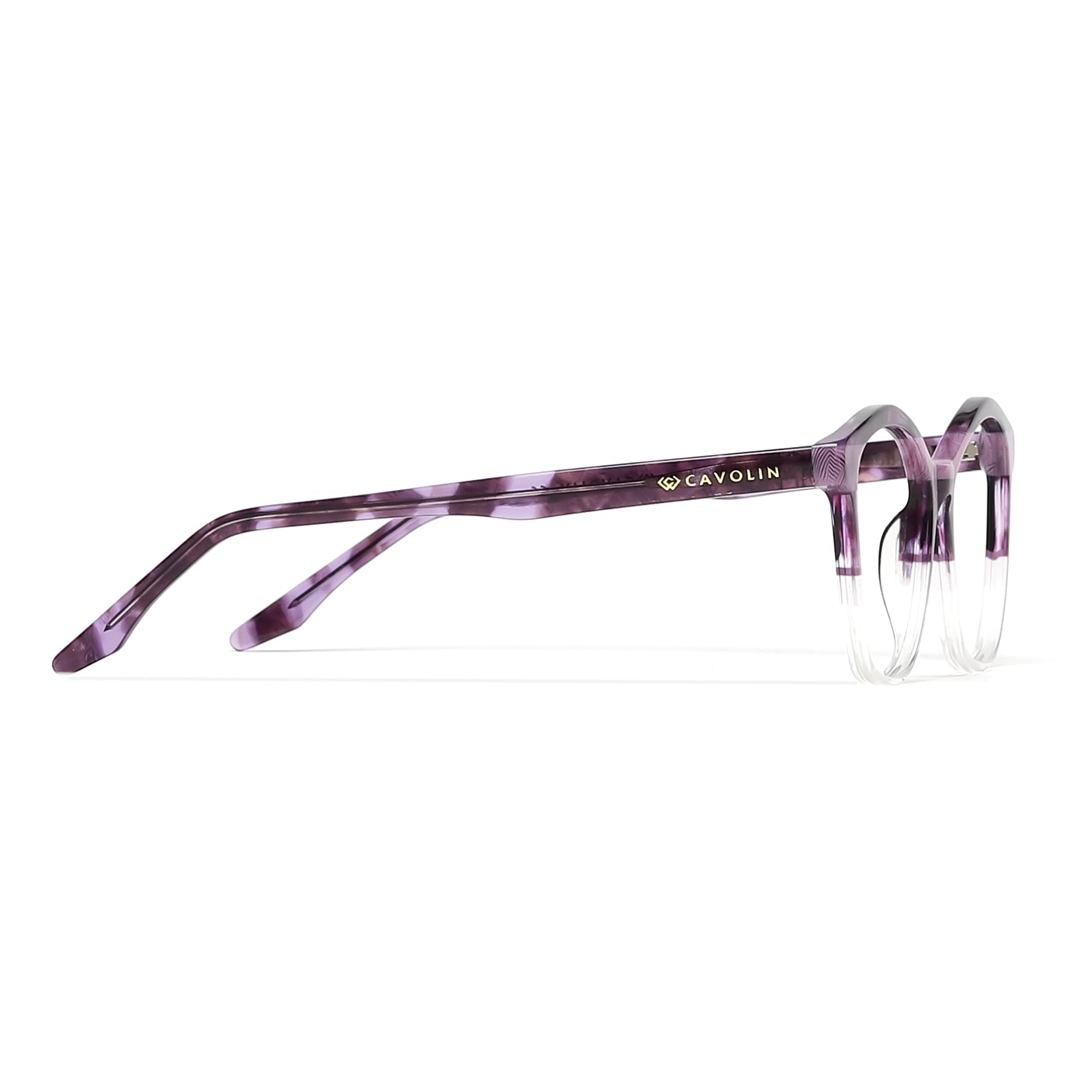 Cavolin Purple Transparent Cat Eye Eyeglasses