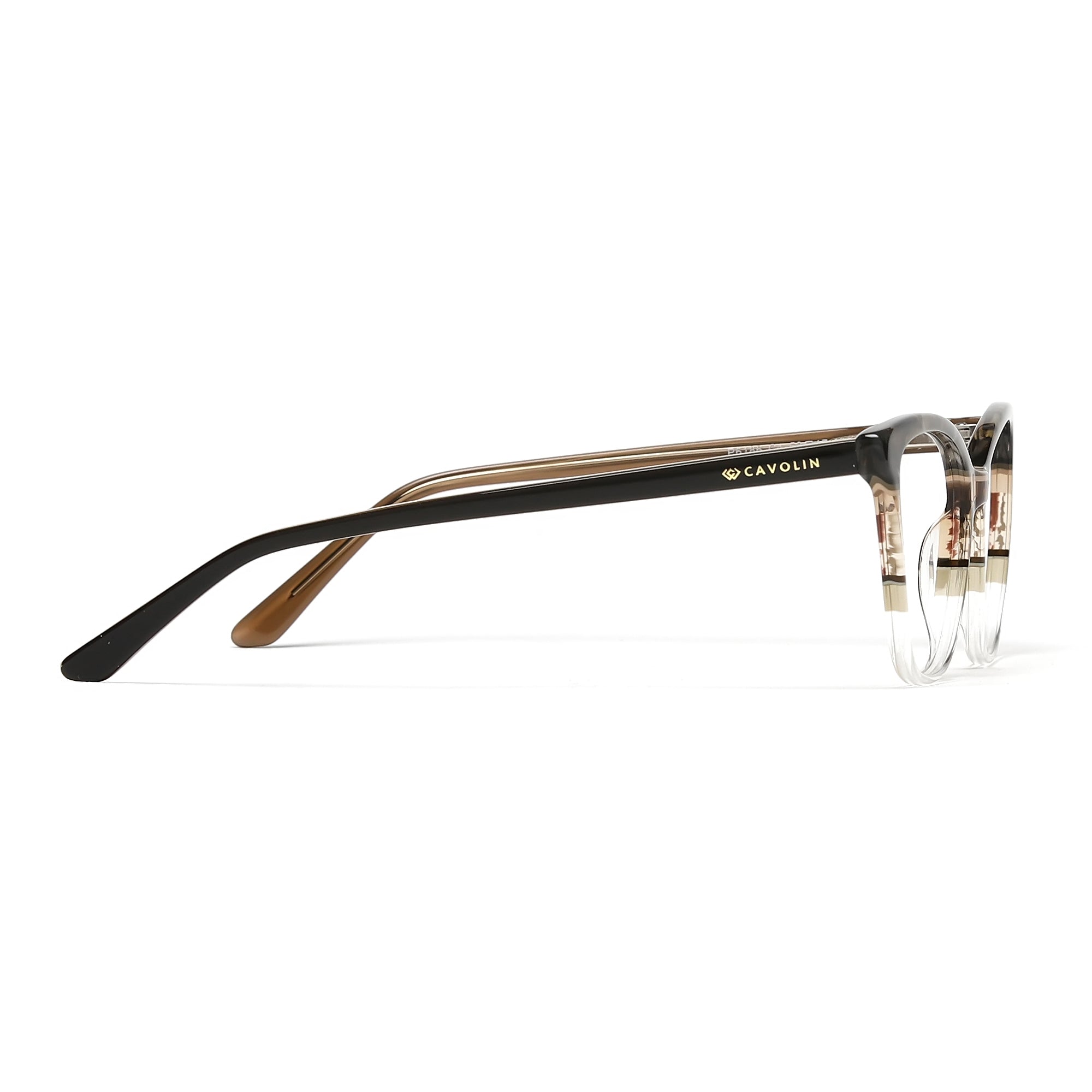Cavolin Brown Transparent Cat Eye Eyeglasses