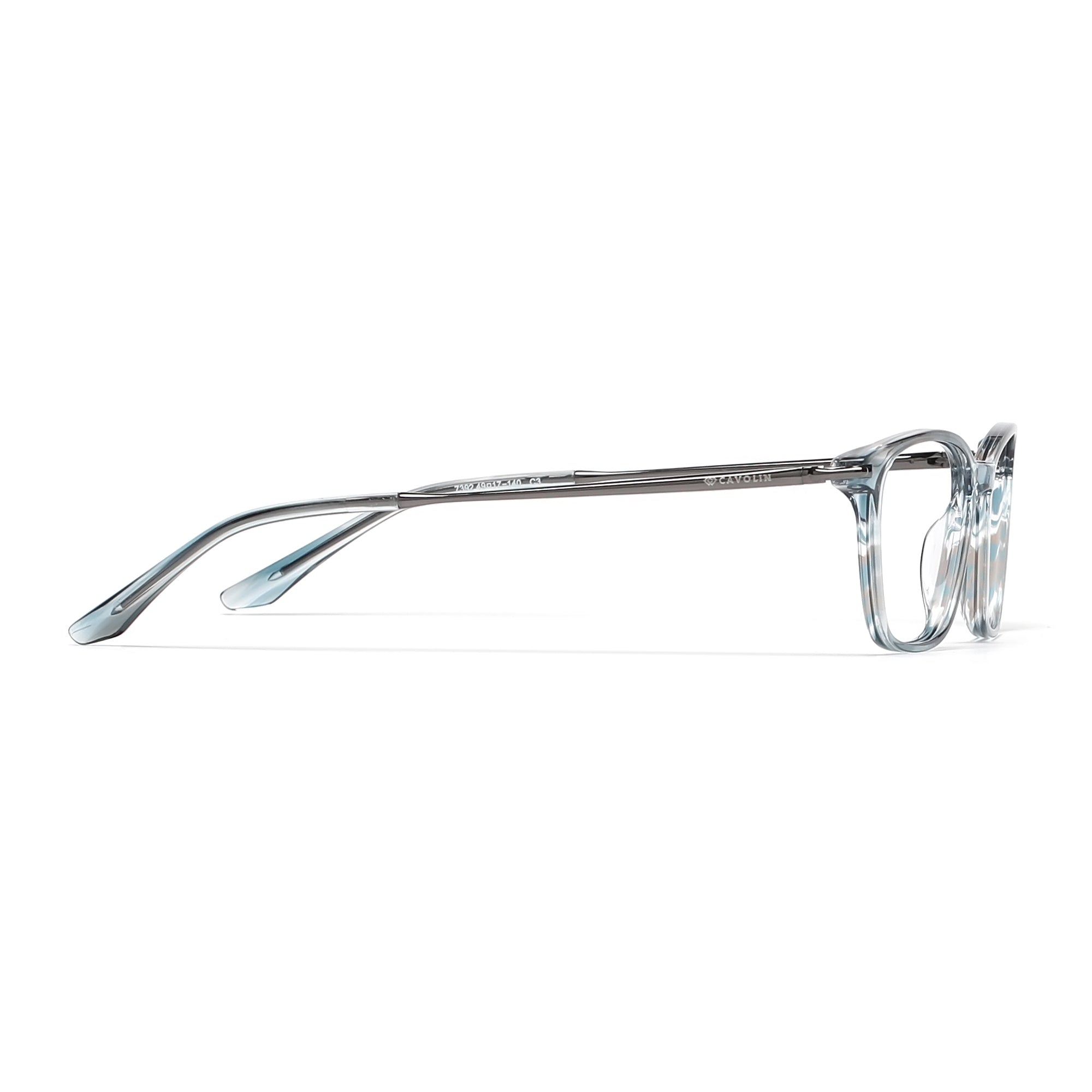 Cavolin Blue Grey Rectangle Eyeglasses