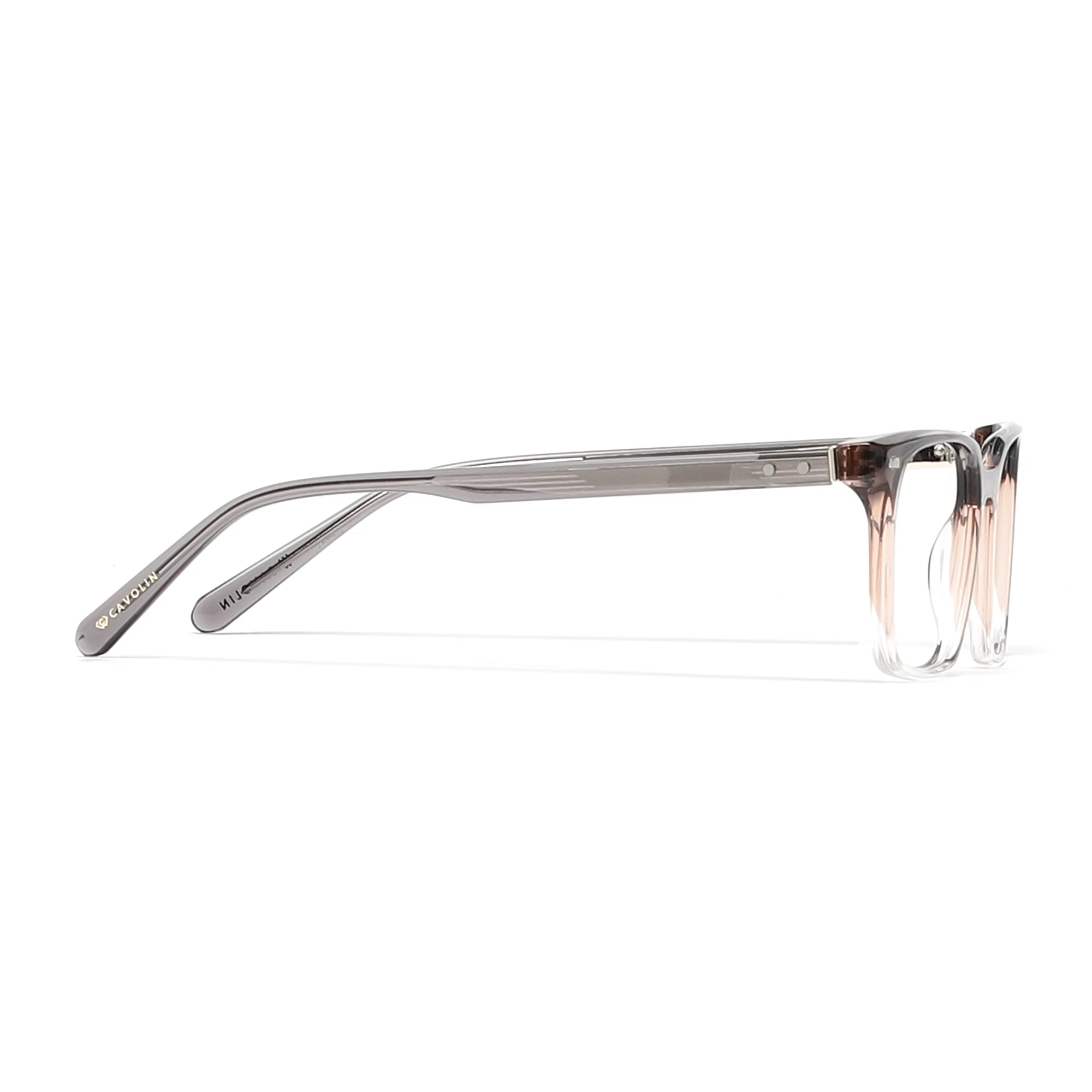 Cavolin Brown Transparent Clip On Square Eyeglasses