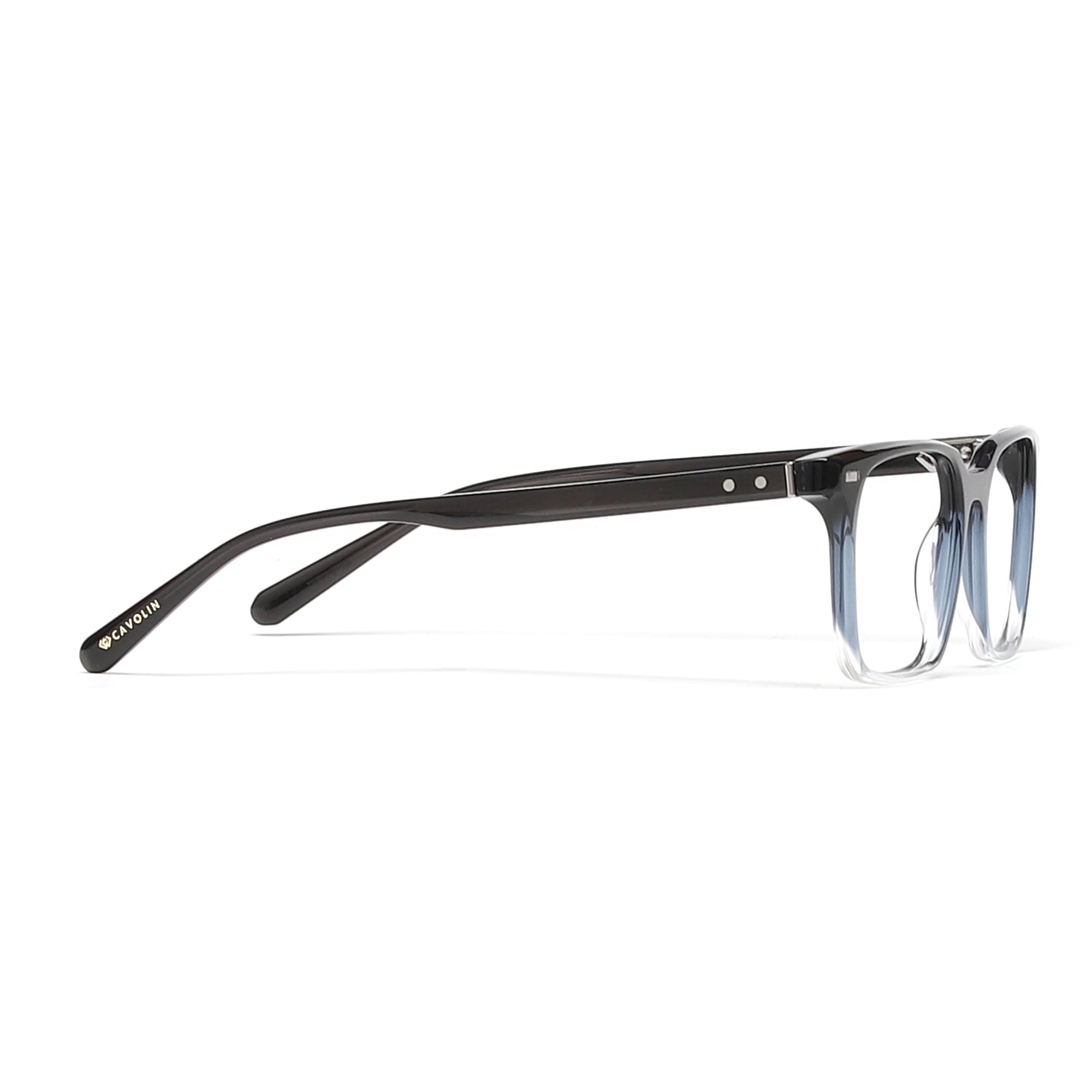 Cavolin Black Transparent Clip On Square Eyeglasses