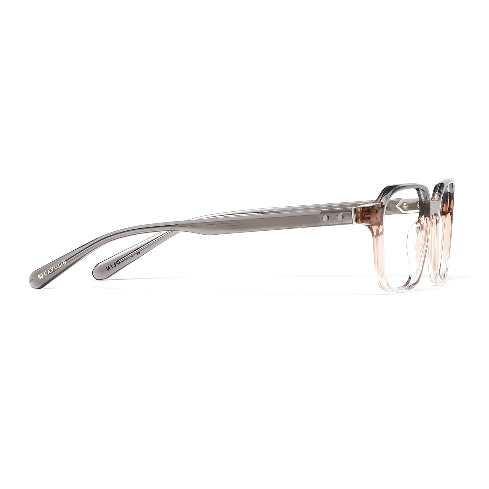 Cavolin Brown Transparent Square Eyeglasses