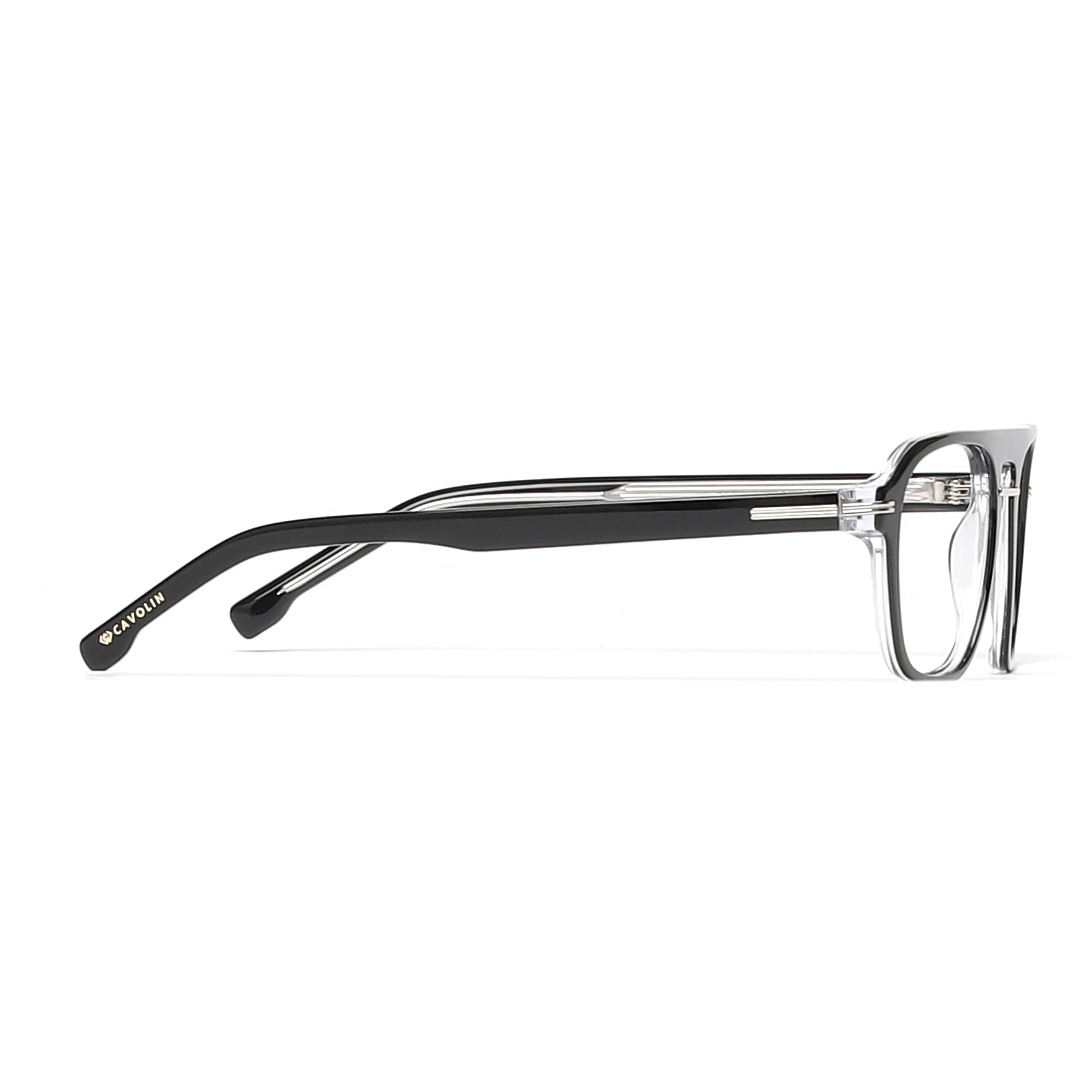 Cavolin Black Transparent Square Eyeglasses