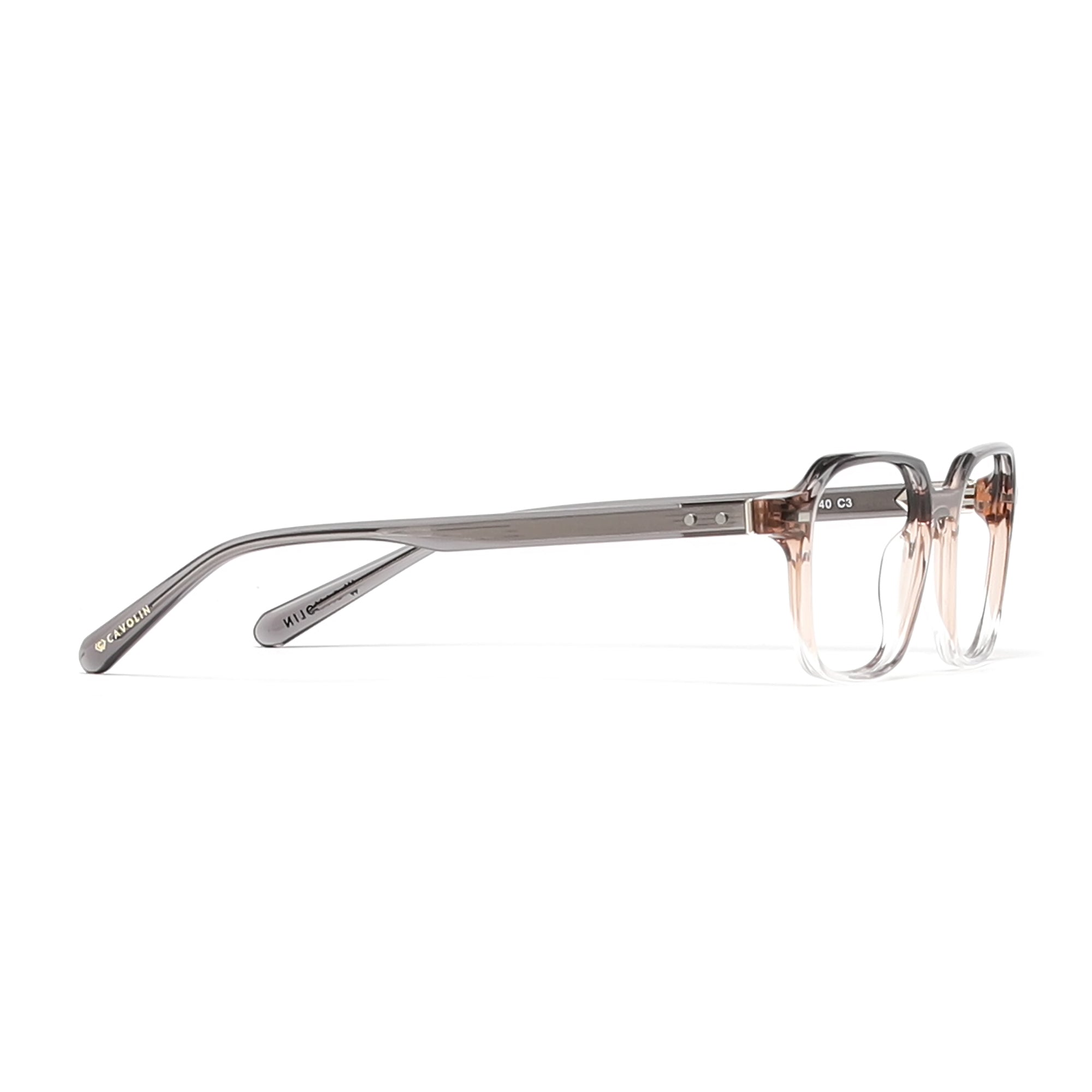 Cavolin Brown Transparent Clip On Square Eyeglasses