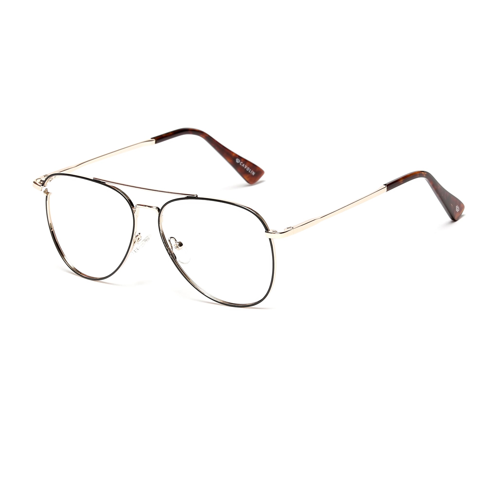 Cavolin Black Gold Aviator Eyeglasses