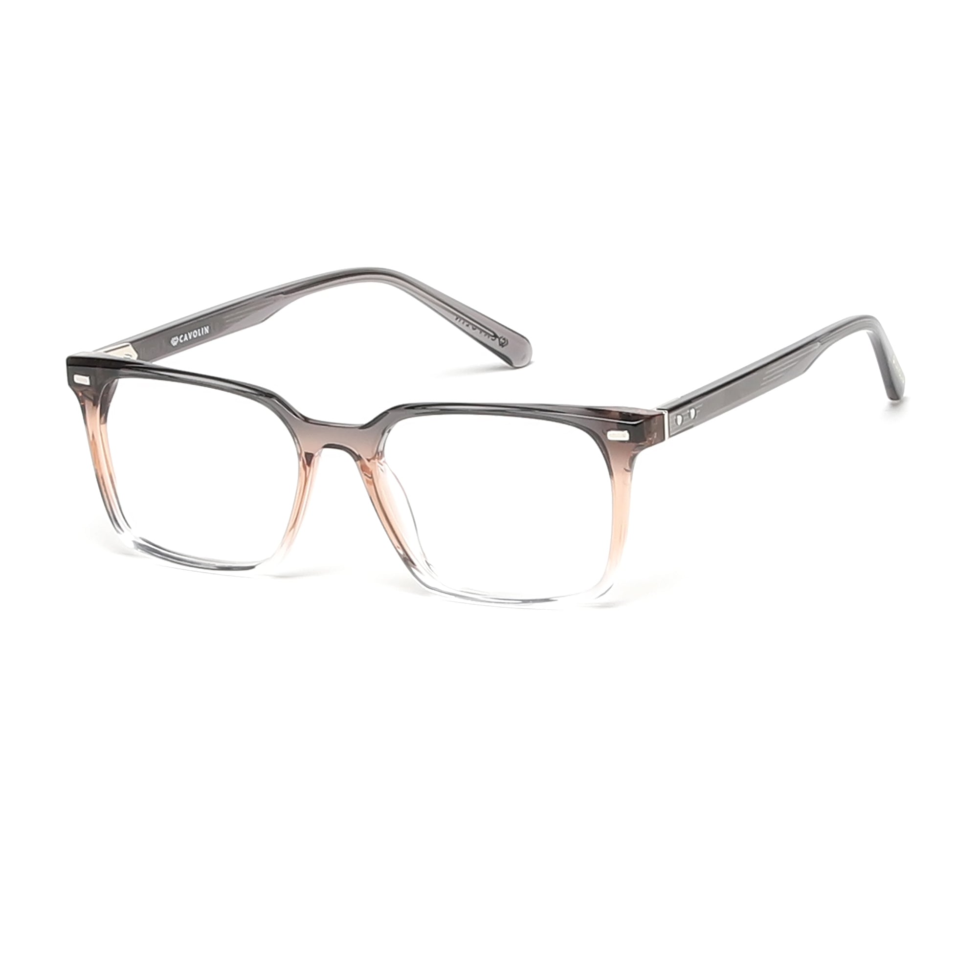 Cavolin Brown Transparent Clip On Square Eyeglasses