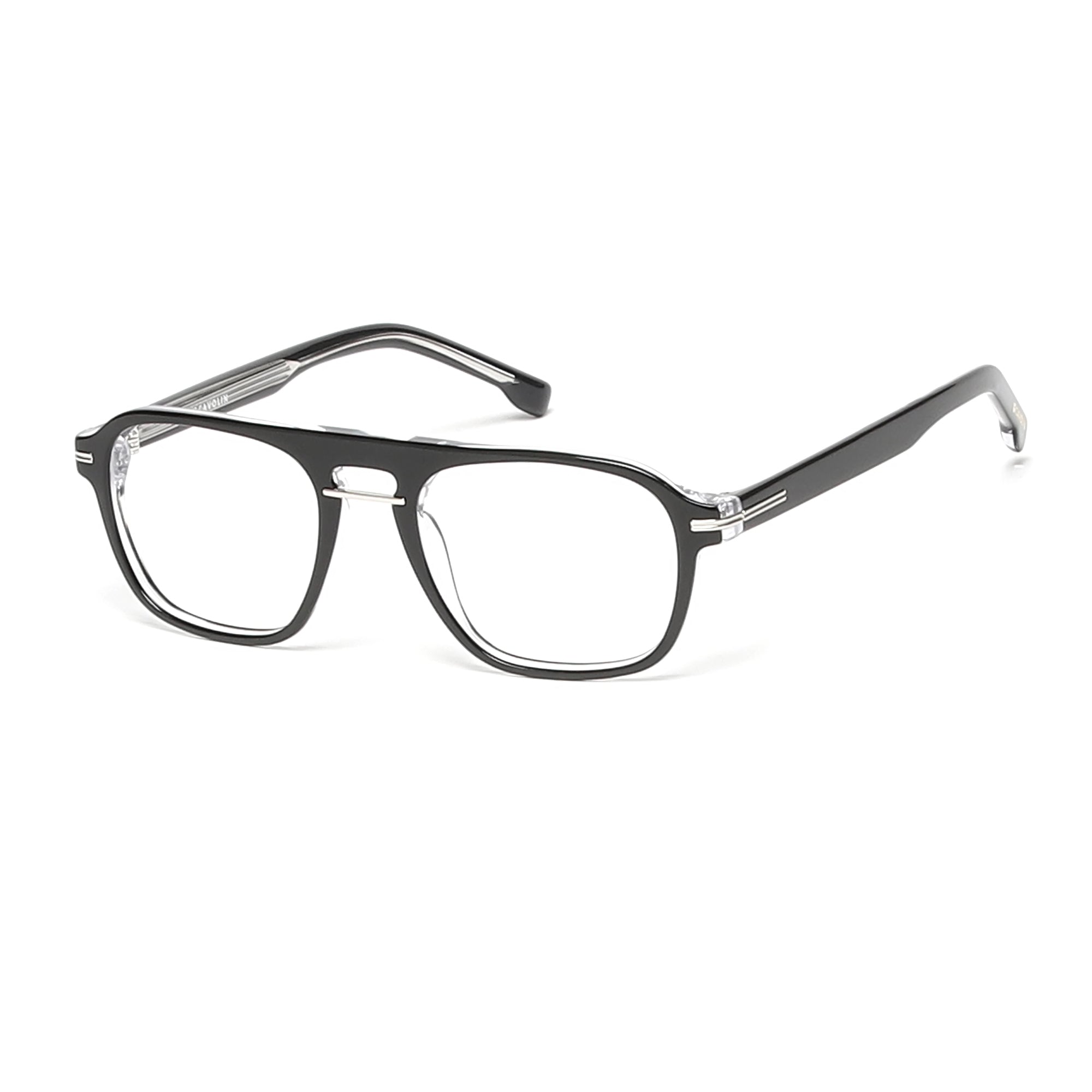 Cavolin Black Transparent Square Eyeglasses