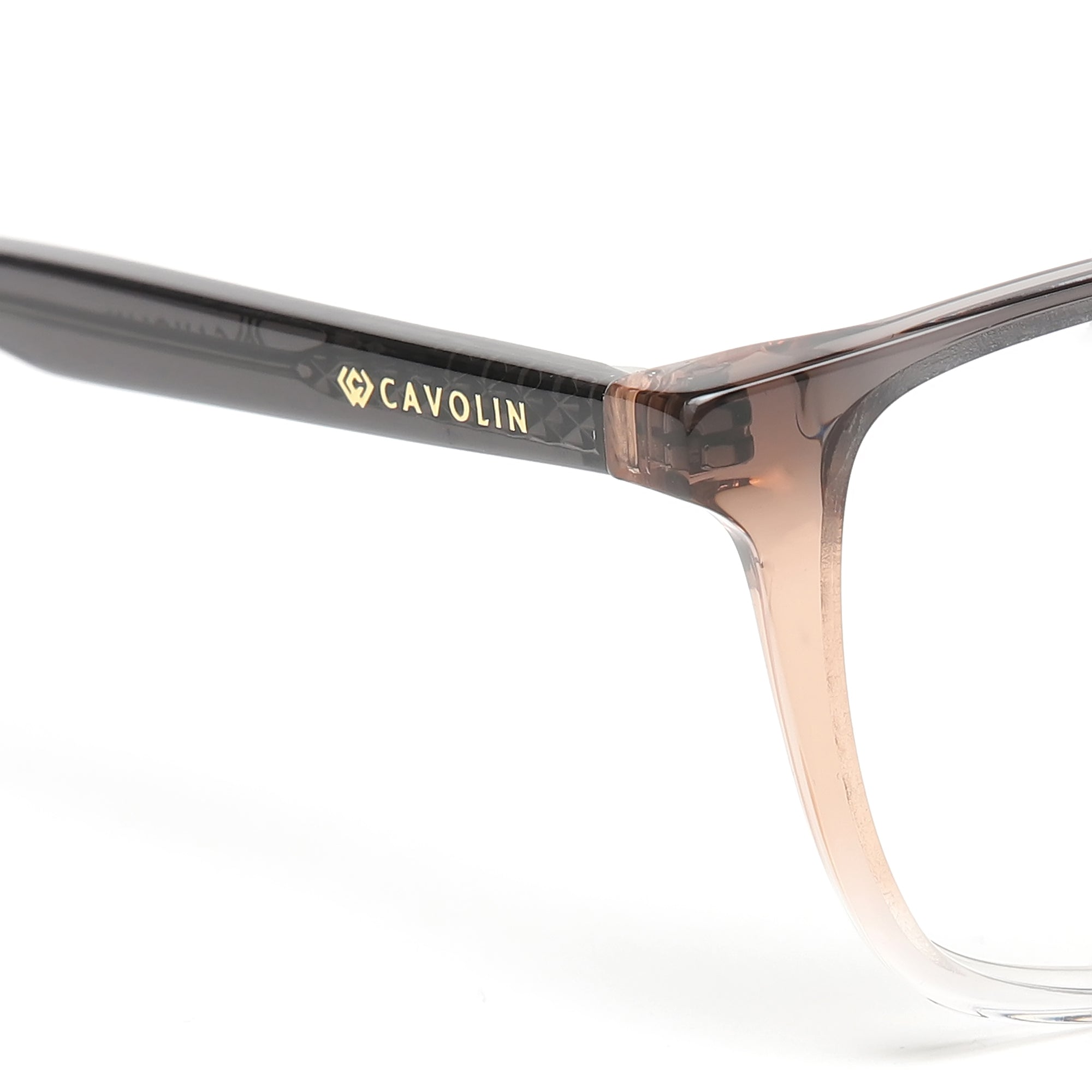 Cavolin Brown Transparent Rectangle Eyeglasses