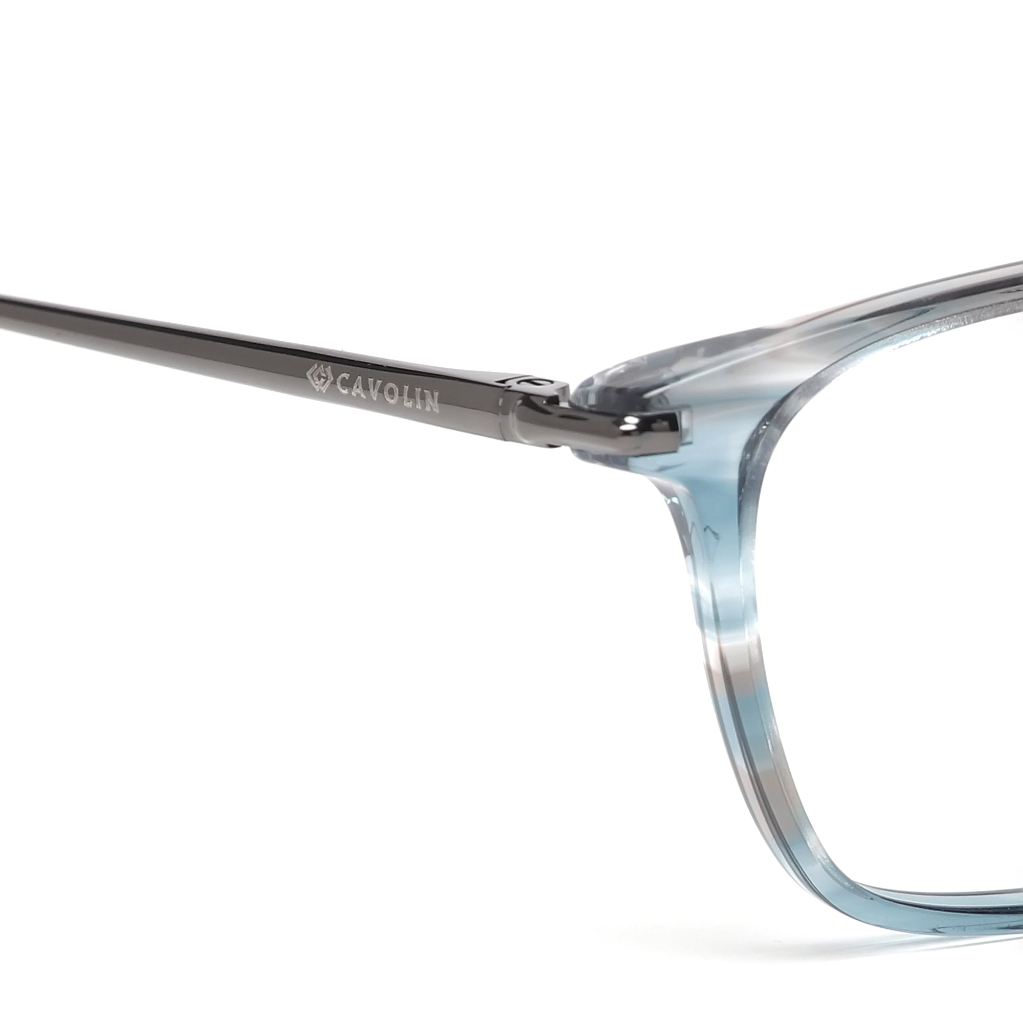 Cavolin Blue Grey Rectangle Eyeglasses