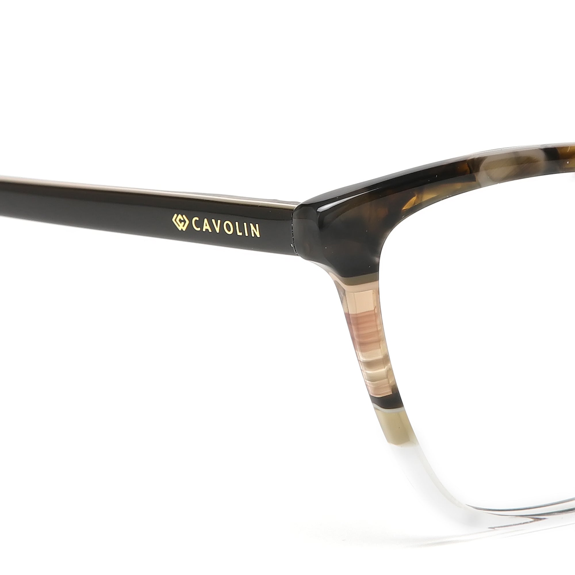 Cavolin Brown Transparent Cat Eye Eyeglasses