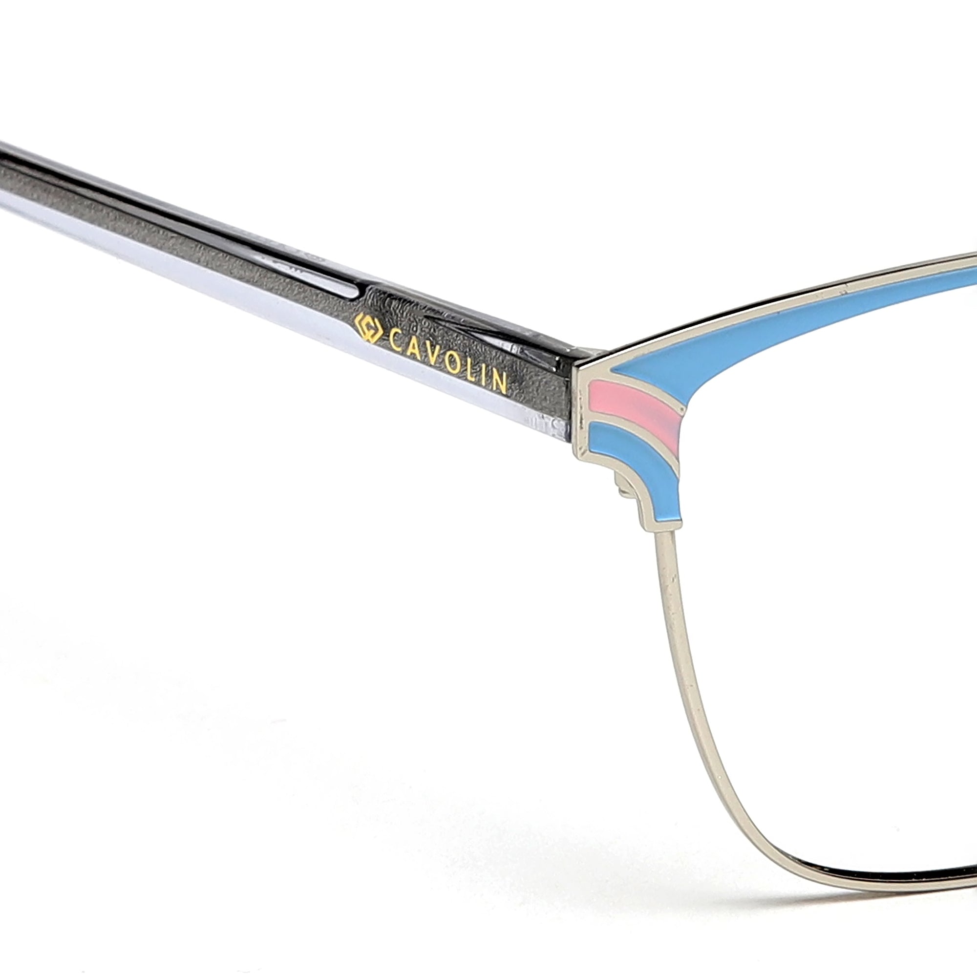 Cavolin Silver Blue Cat Eye Eyeglasses