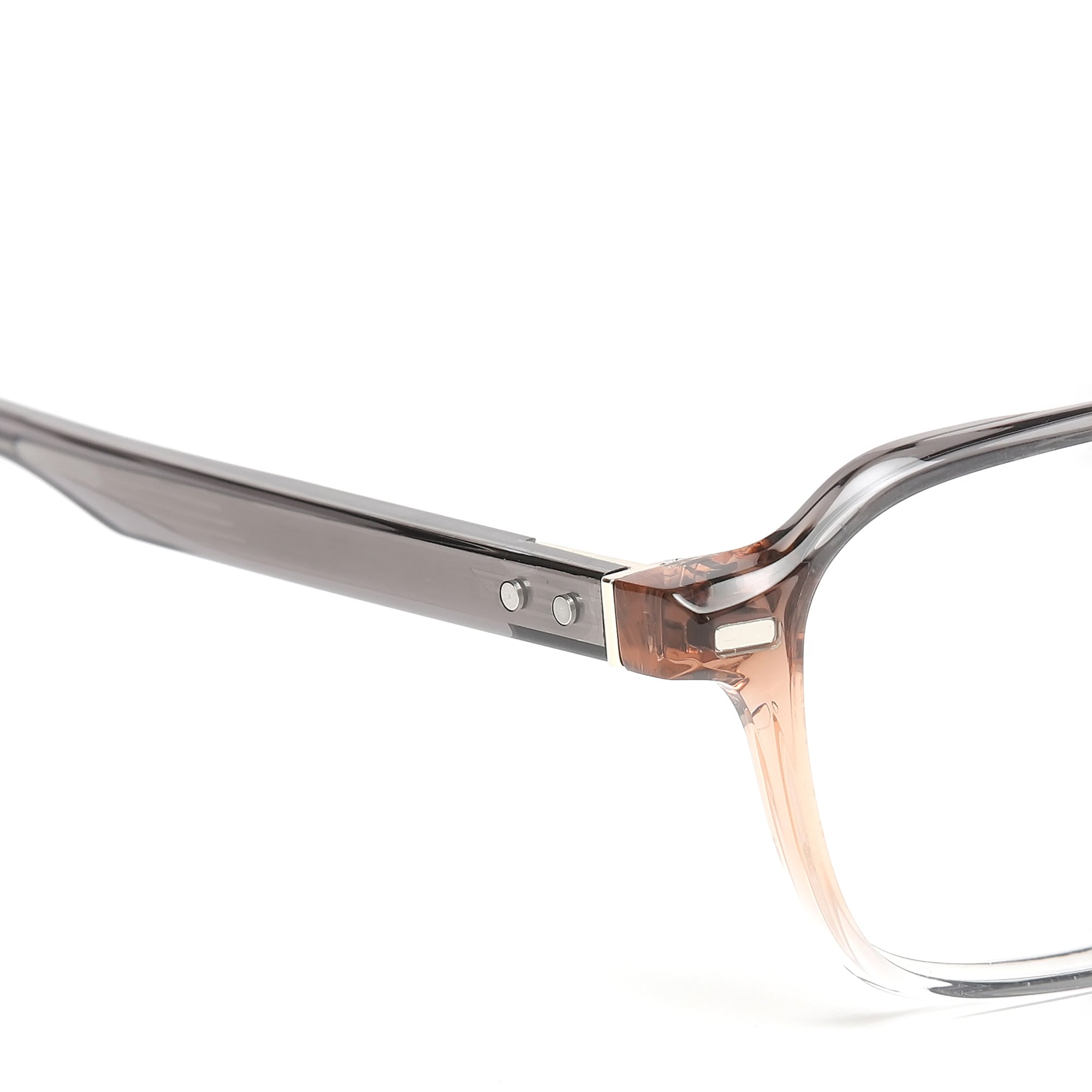 Cavolin Brown Transparent Clip On Square Eyeglasses