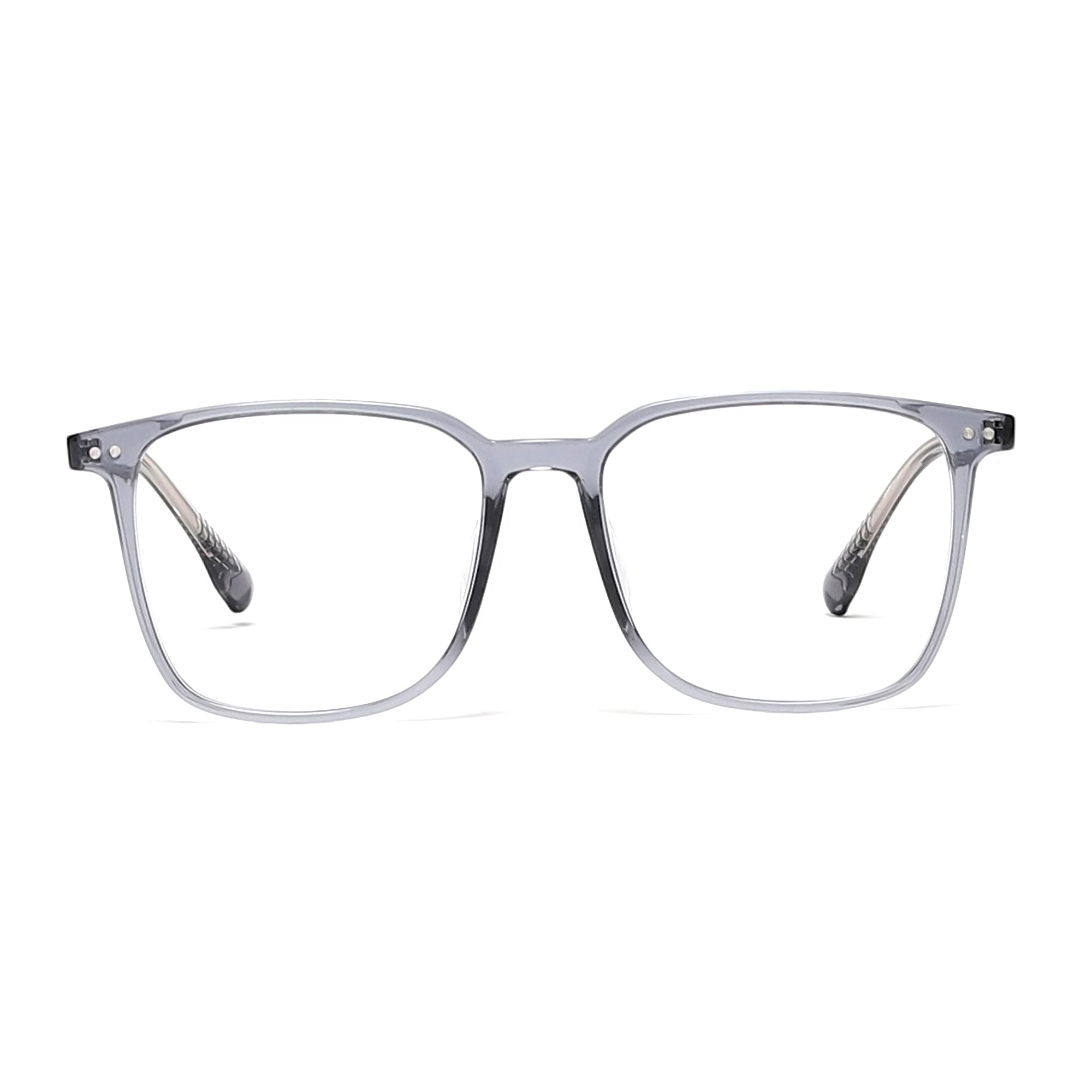 Cavolin Blue Grey Transparent Rectangle Eyeglasses