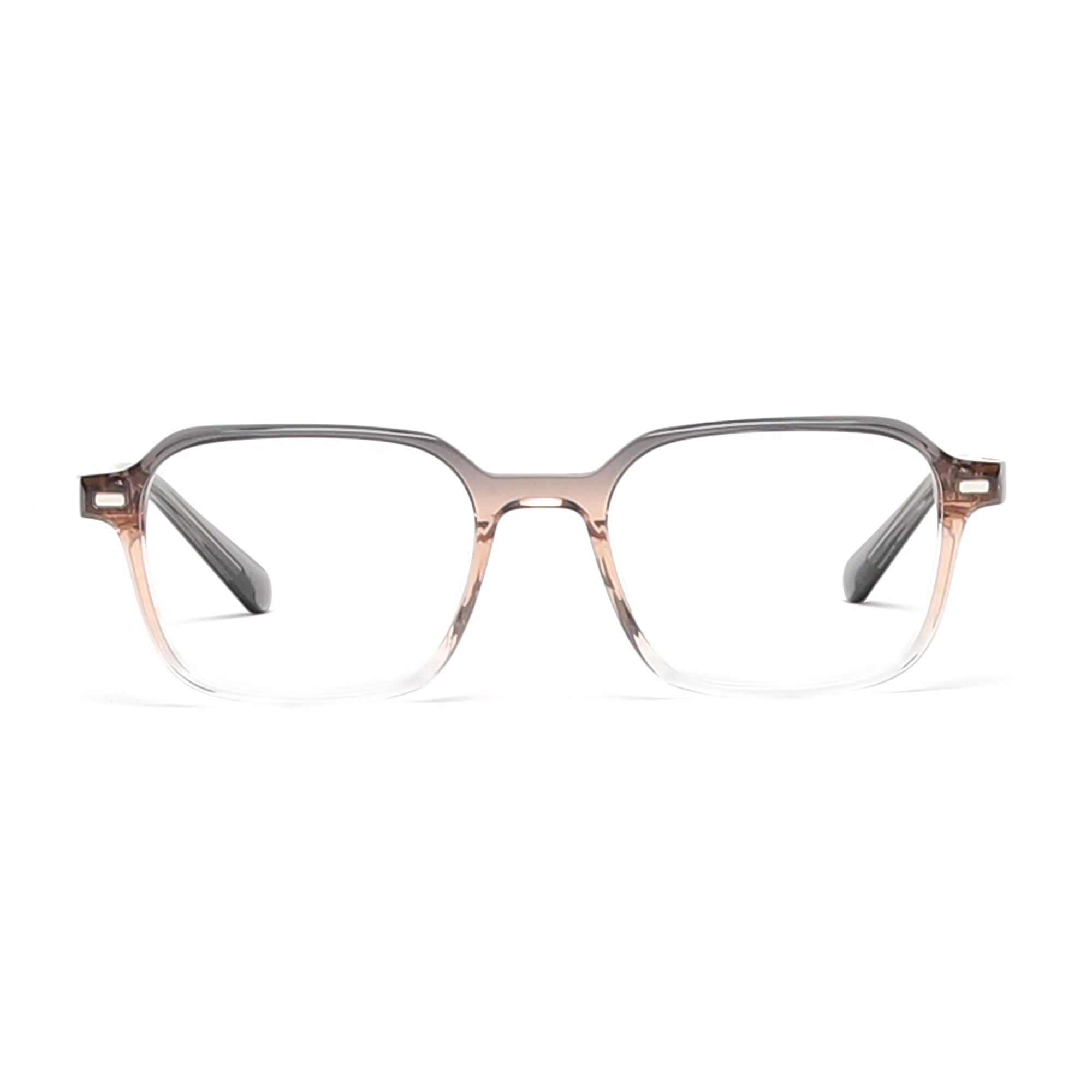 Cavolin Brown Transparent Clip On Square Eyeglasses