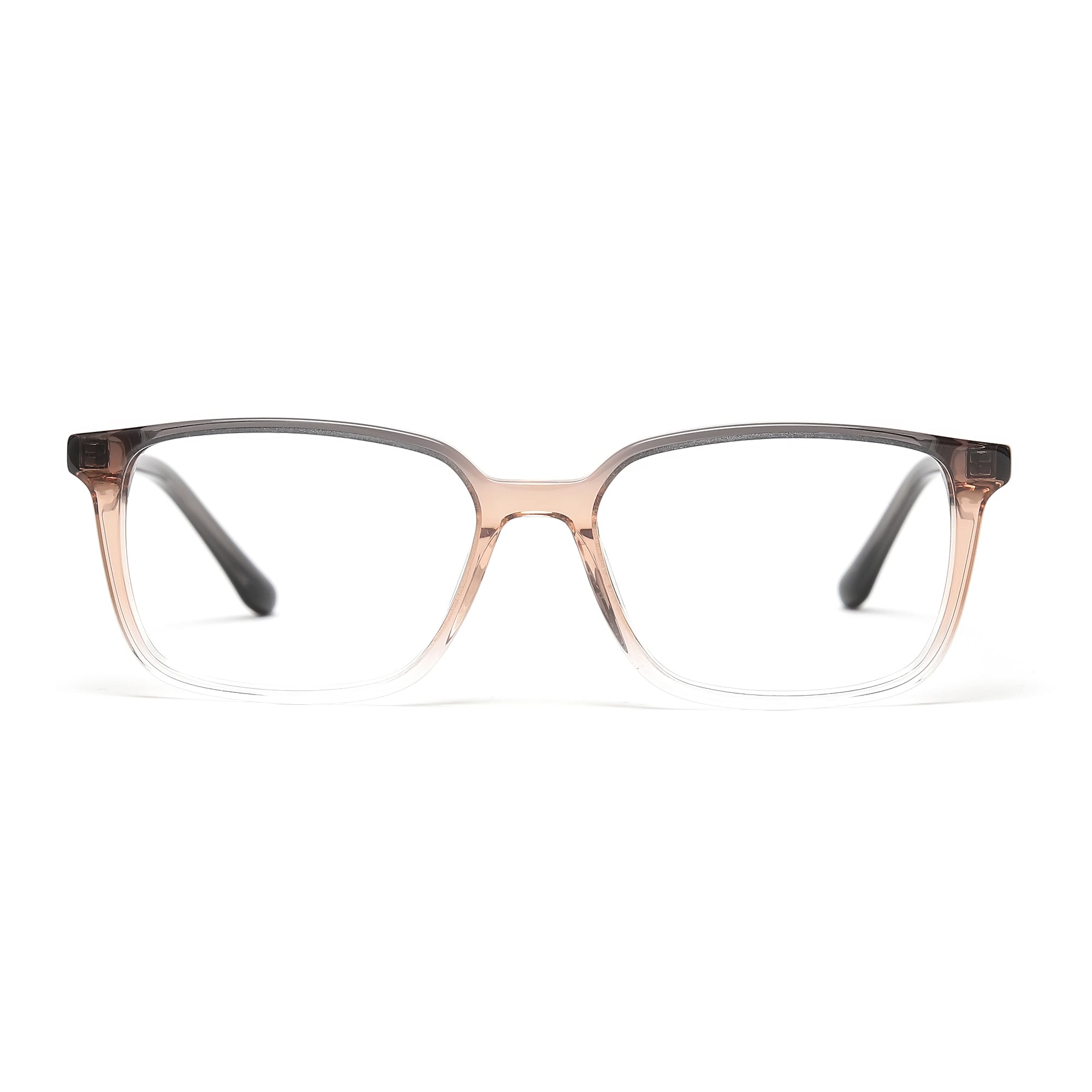 Cavolin Brown Transparent Rectangle Eyeglasses