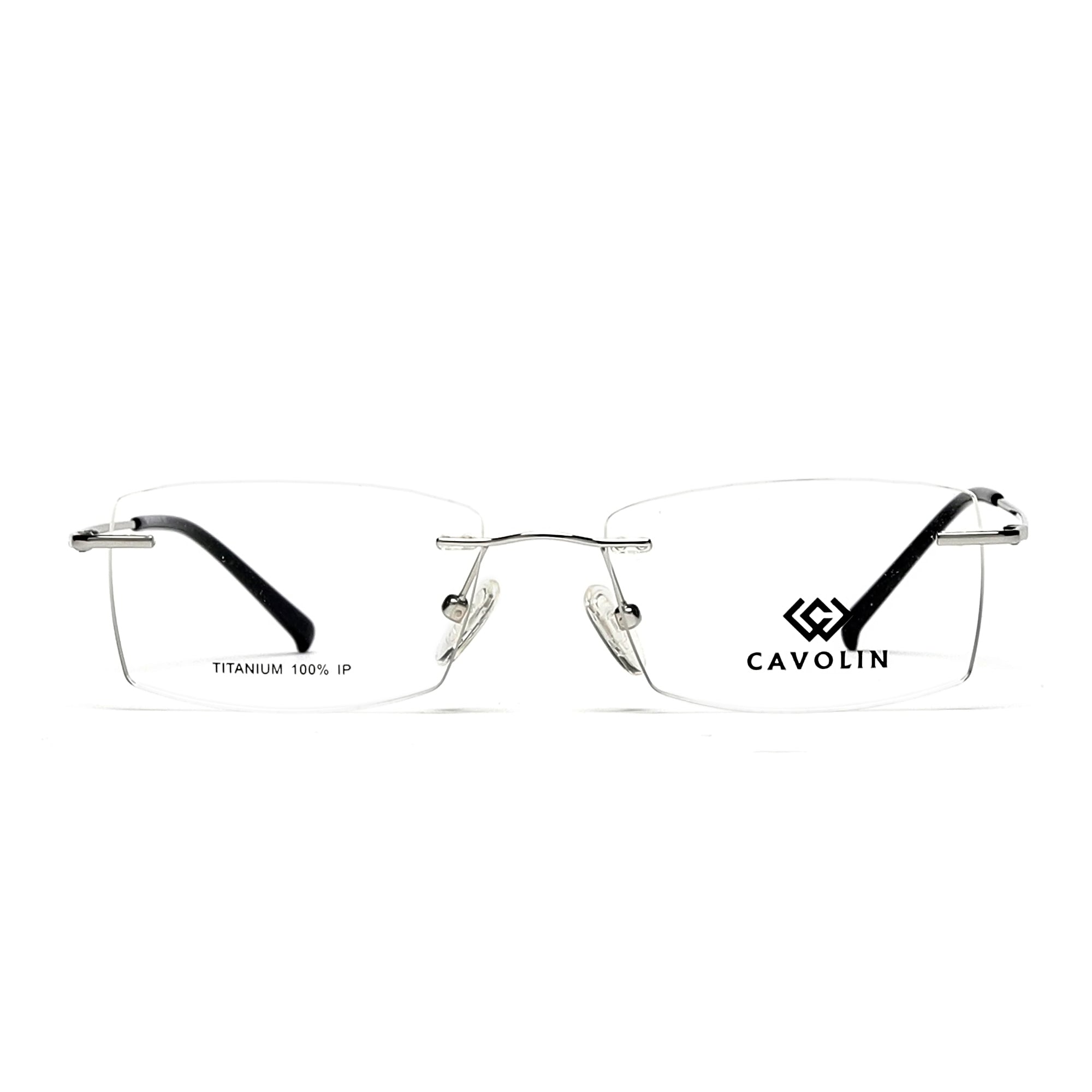Cavolin Silver Rectangle Eyeglasses
