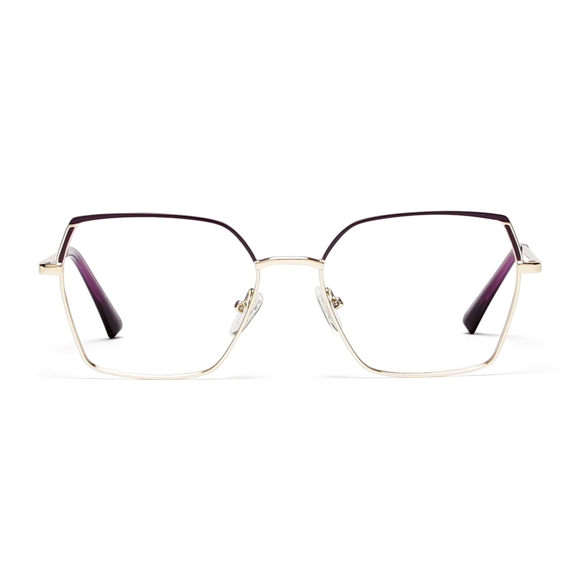 Cavolin Gold Purple Geometric Eyeglasses