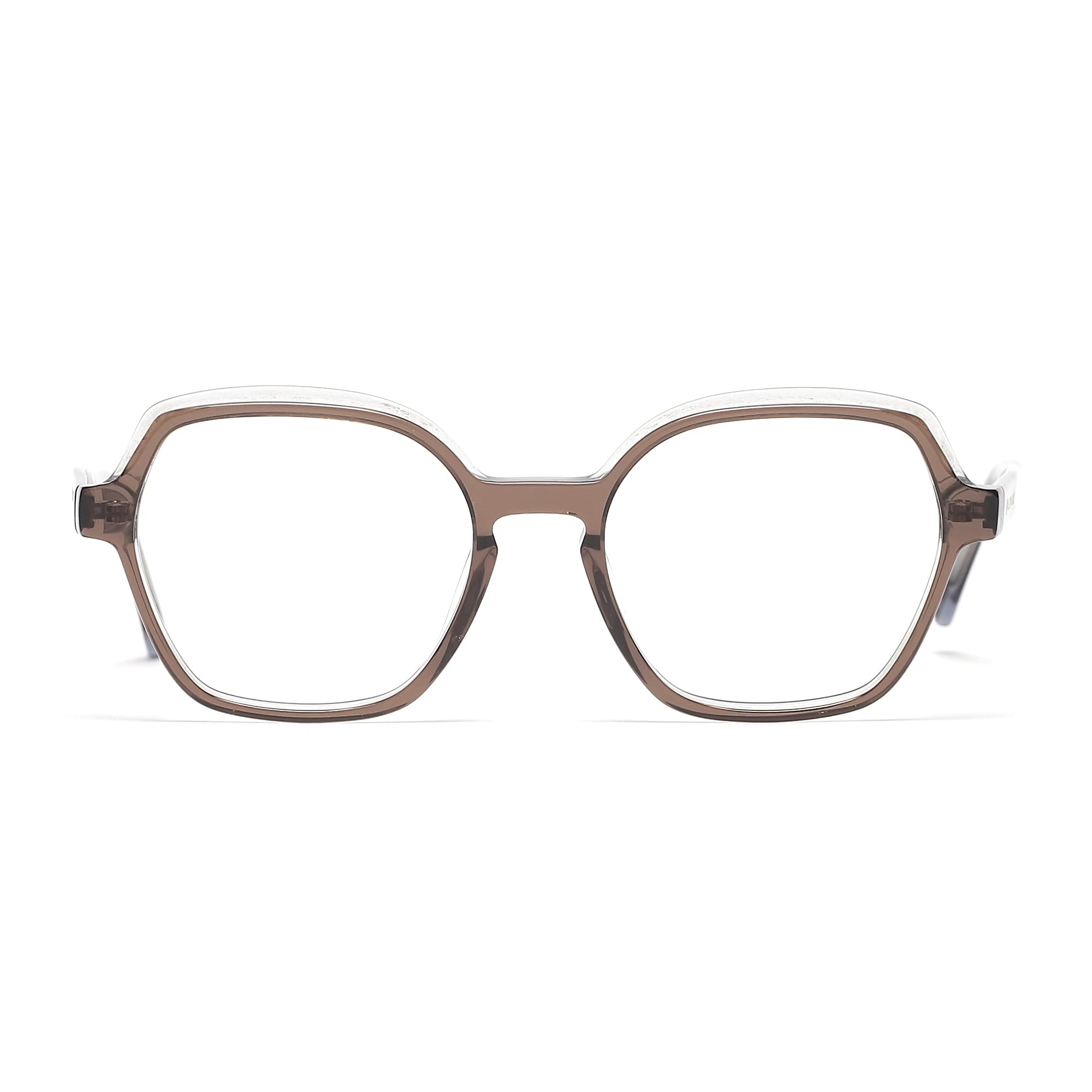 Cavolin Brown Hexagonal Eyeglasses