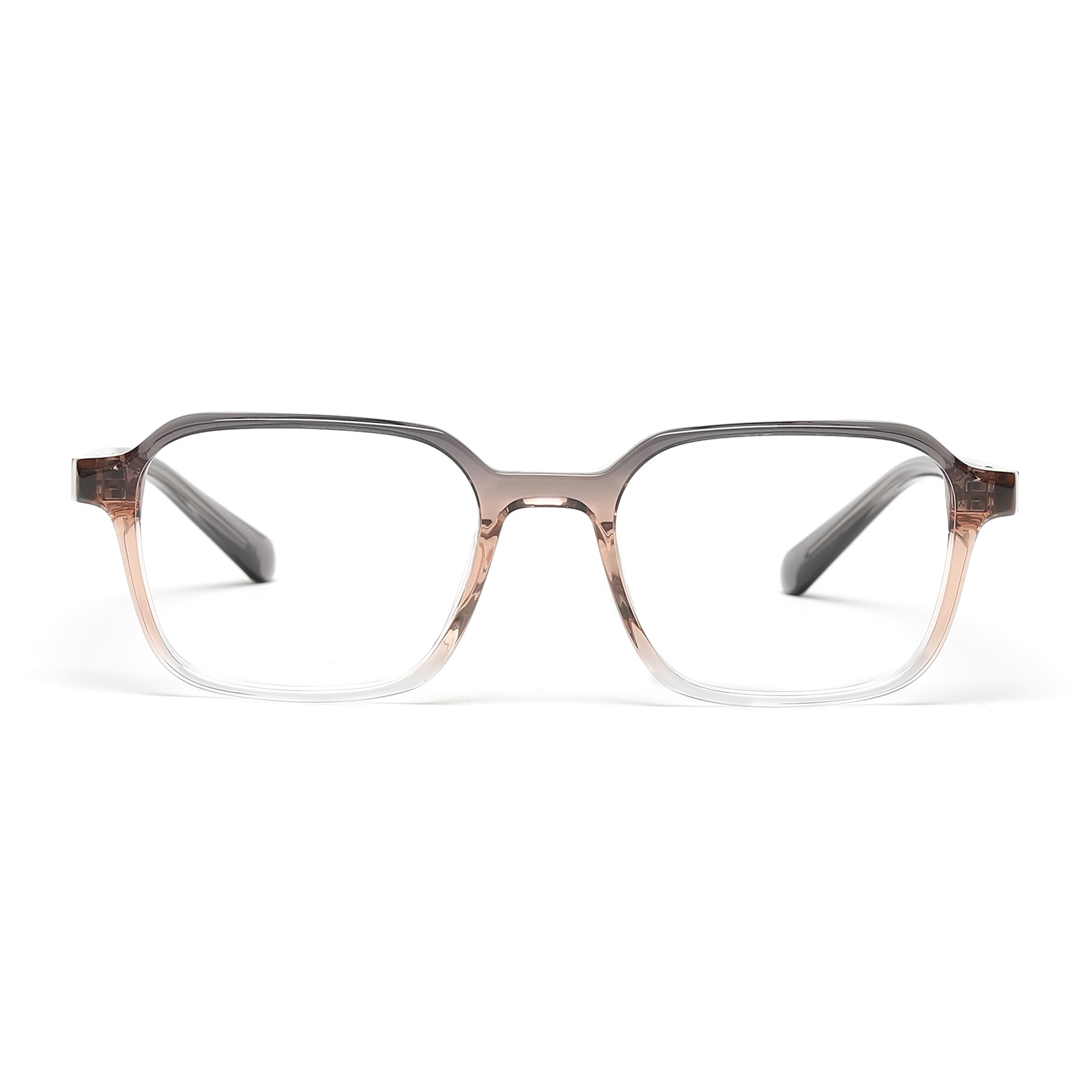 Cavolin Brown Transparent Square Eyeglasses
