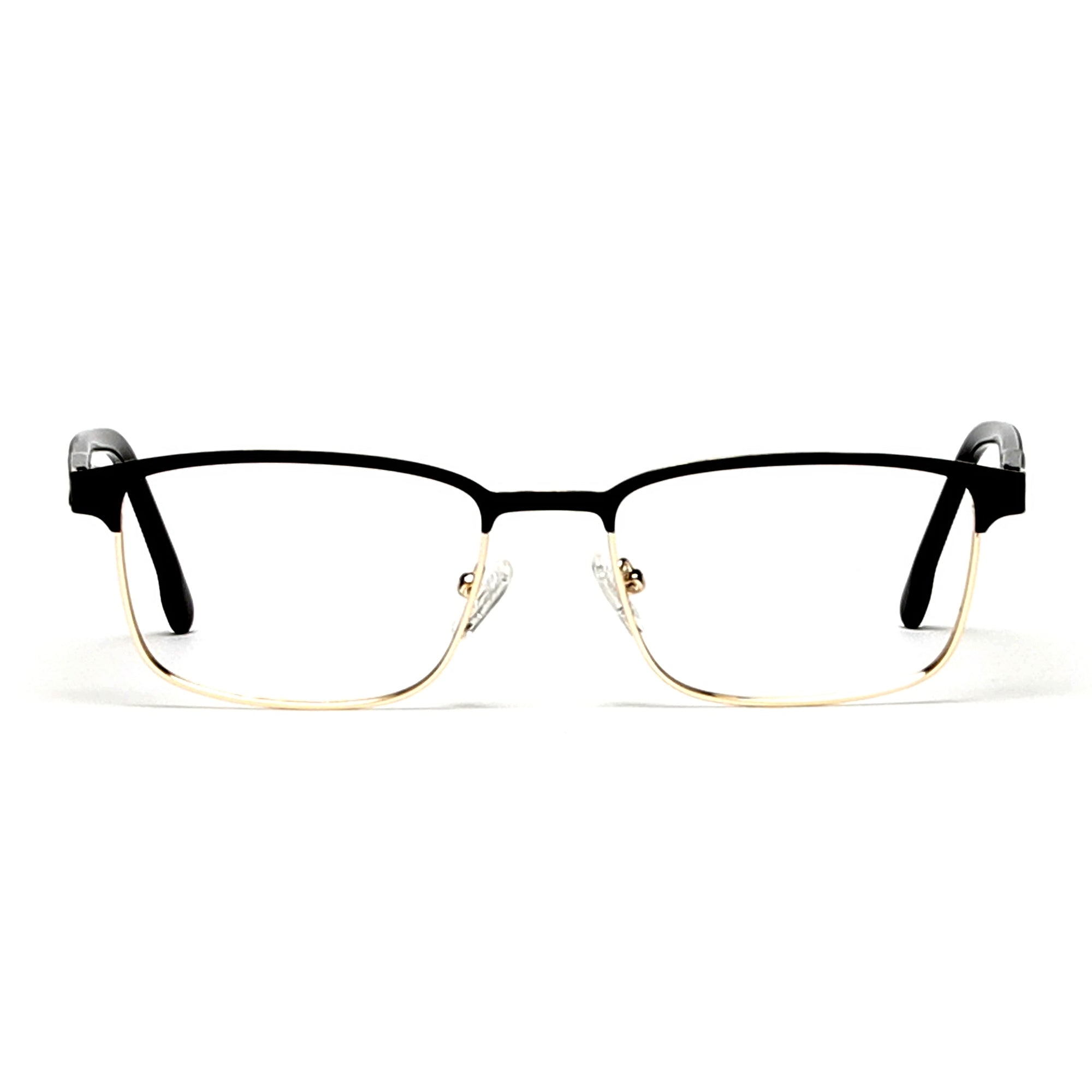 Cavolin Black Gold Rectangle Eyeglasses