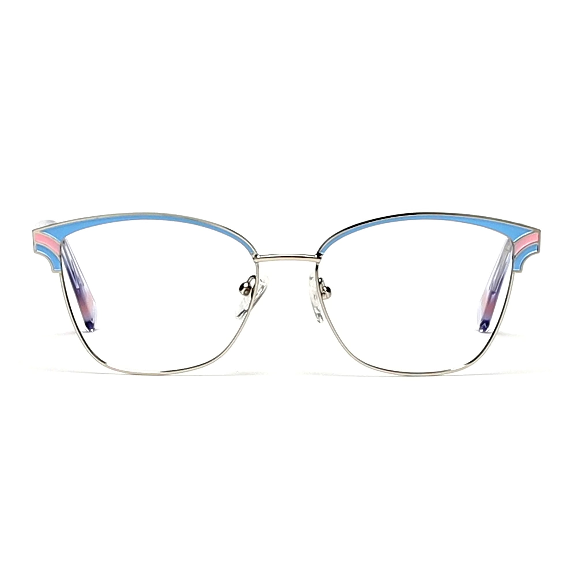 Cavolin Silver Blue Cat Eye Eyeglasses