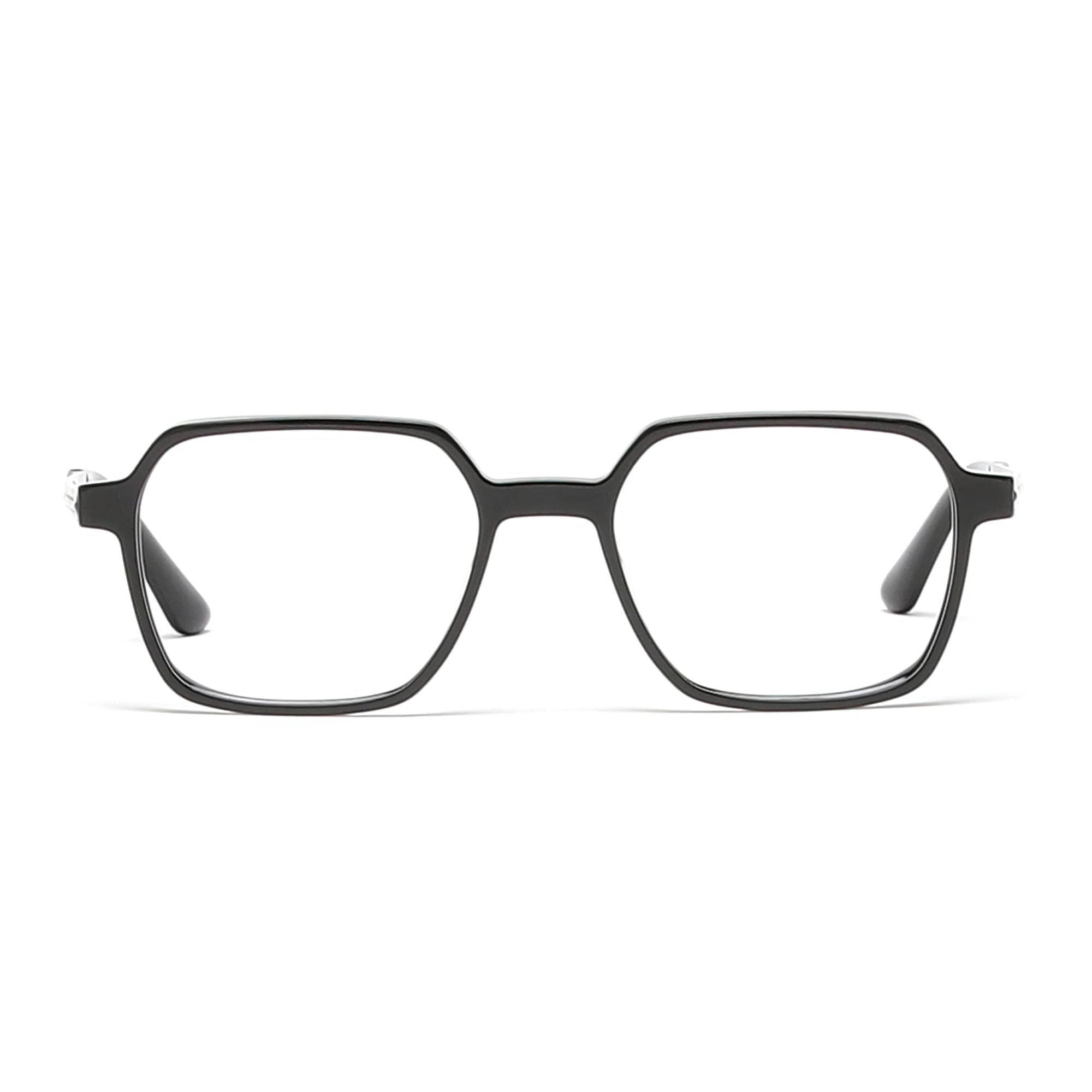 Cavolin Black Clip On Geometric Eyeglasses