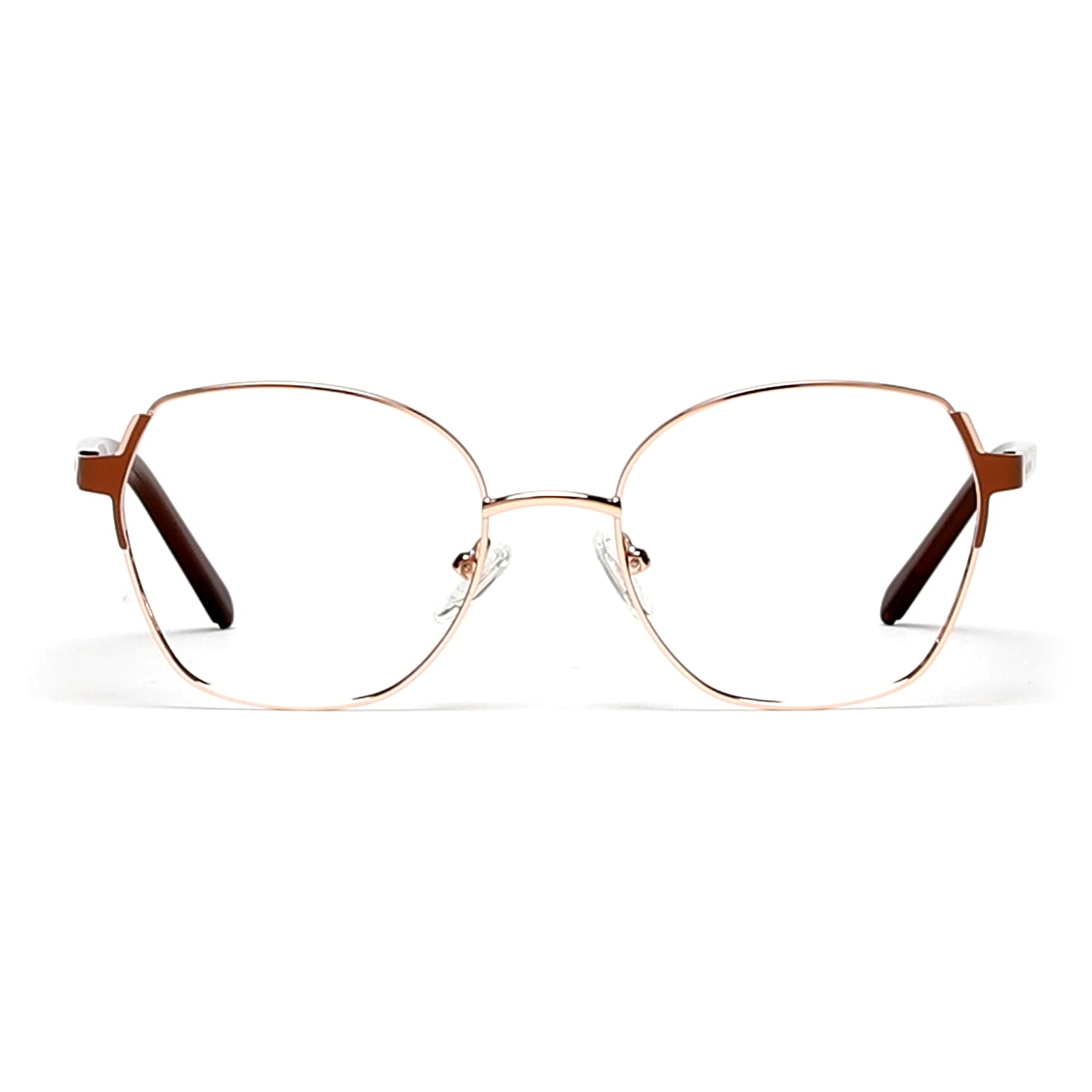 Cavolin Gold Brown Geometric Eyeglasses