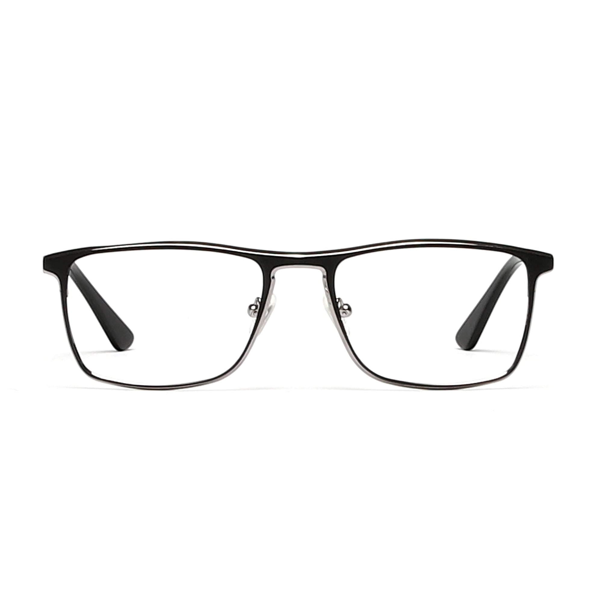 Cavolin Black Silver Rectangle Eyeglasses