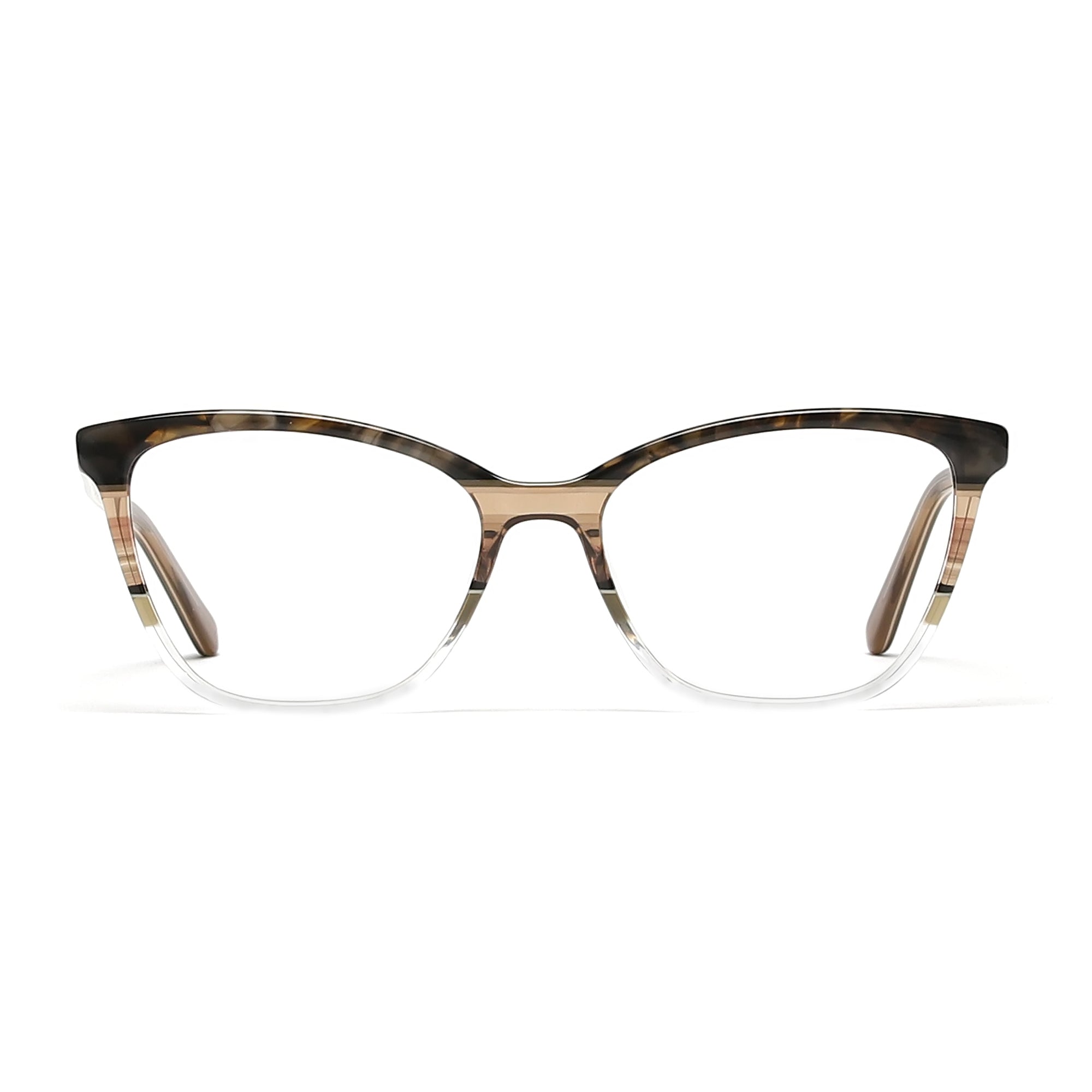 Cavolin Brown Transparent Cat Eye Eyeglasses