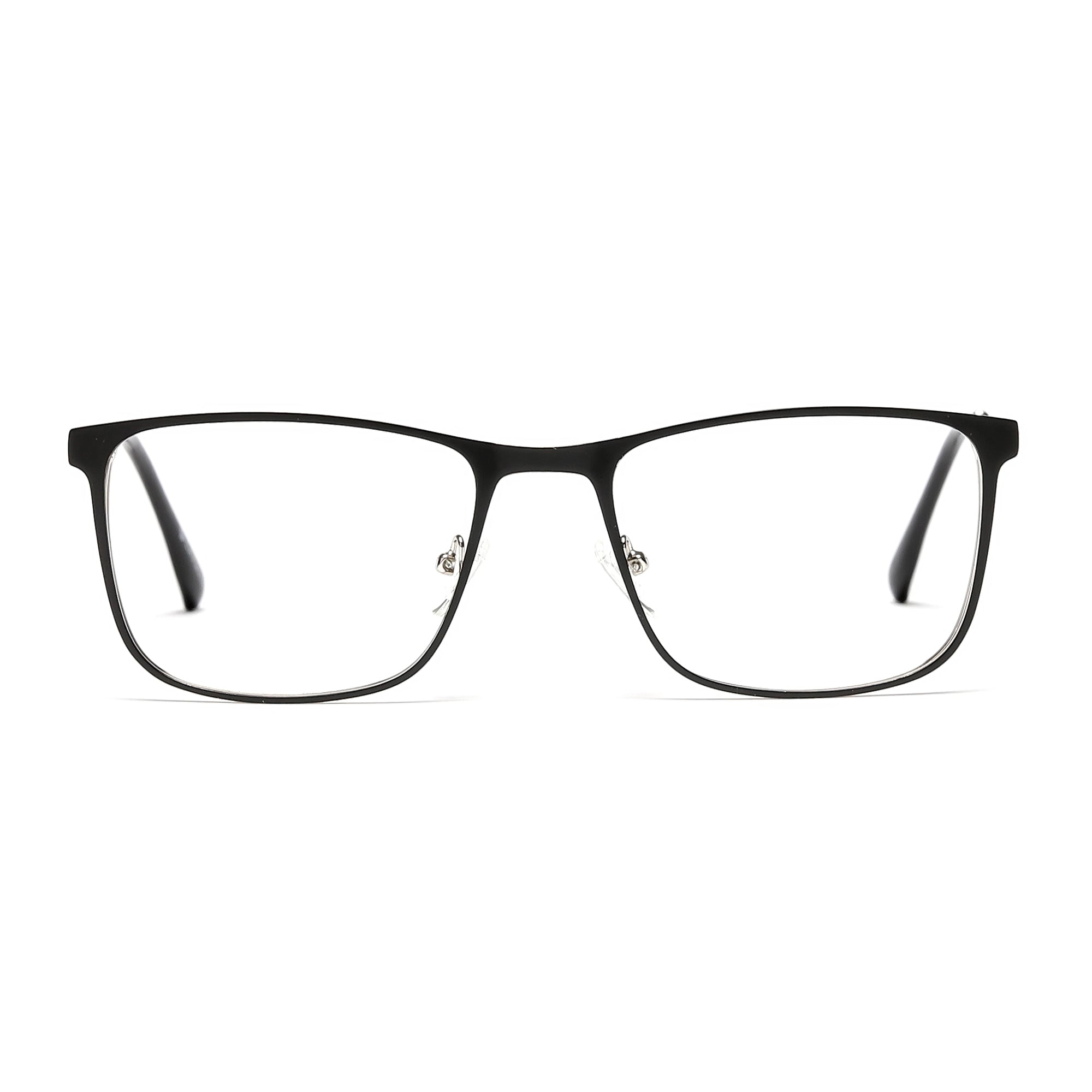 Cavolin Black Silver Rectangle Eyeglasses