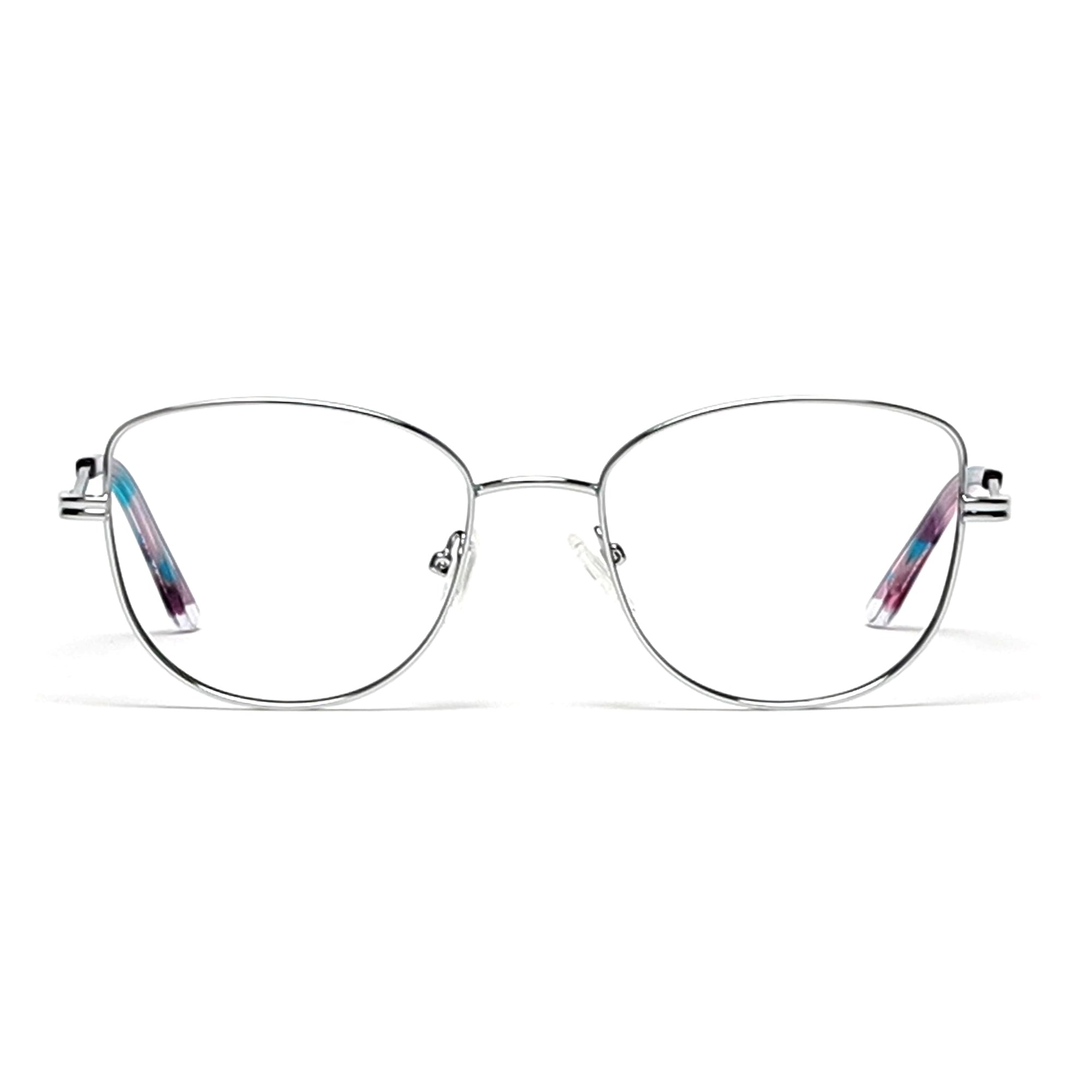 Cavolin Silver Green Cat Eye Eyeglasses