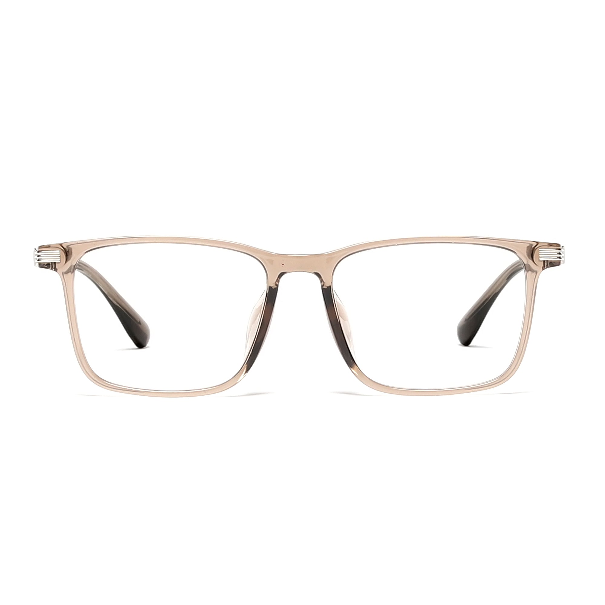 Cavolin Brown Transparent Rectangle Eyeglasses