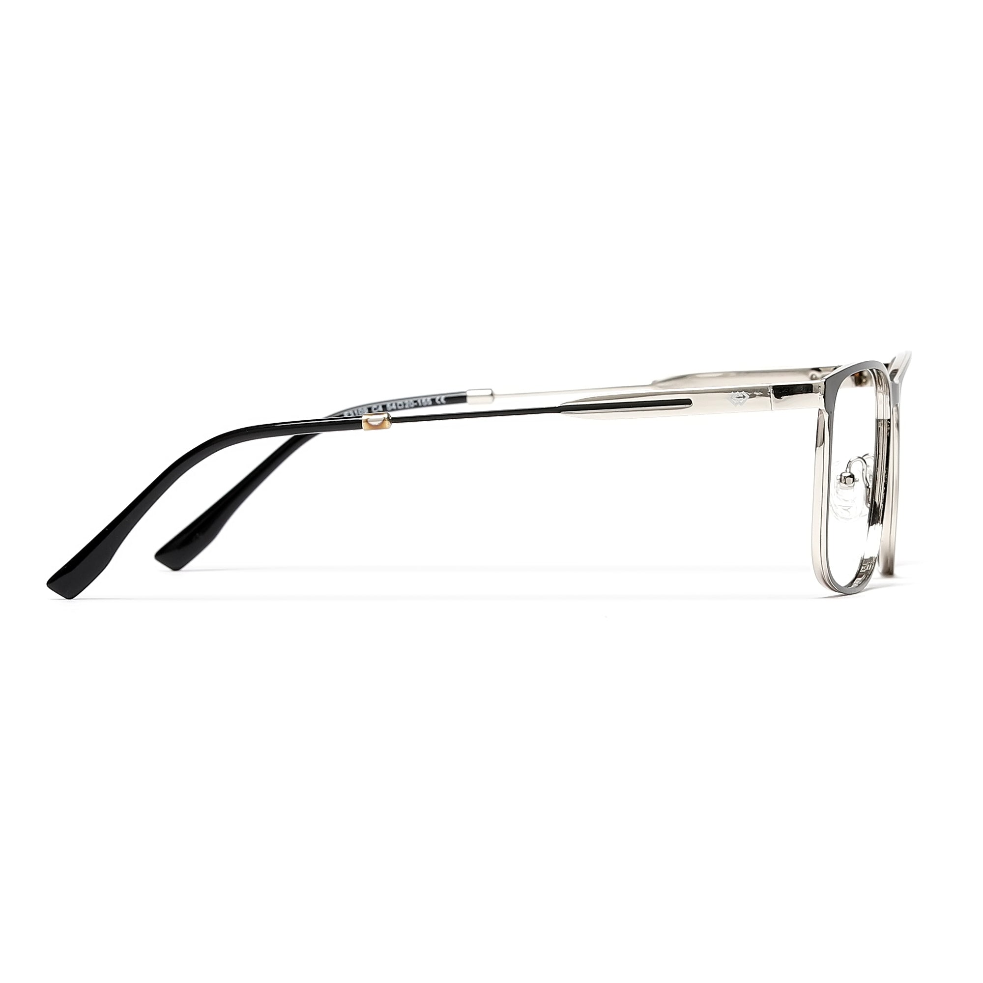 Cavolin Black Silver Rectangle Eyeglasses