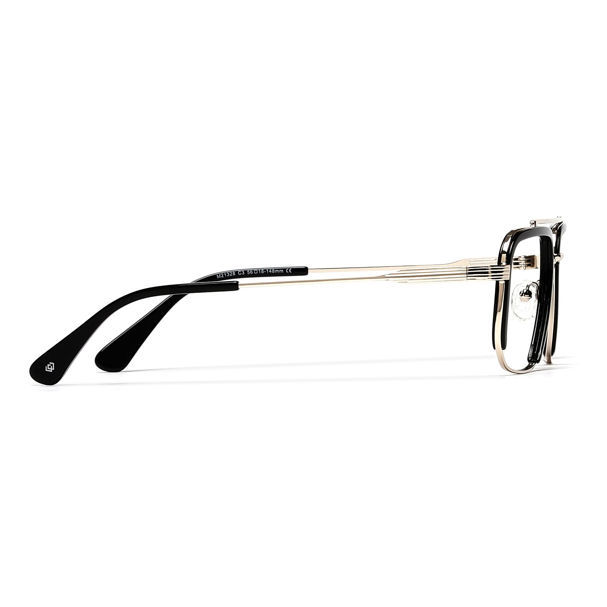 Cavolin Black Silver Rectangle Eyeglasses