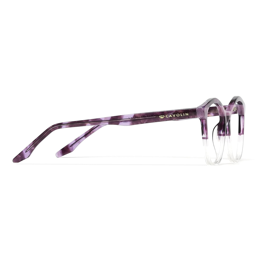 Cavolin Purple Transparent Cat Eye Eyeglasses