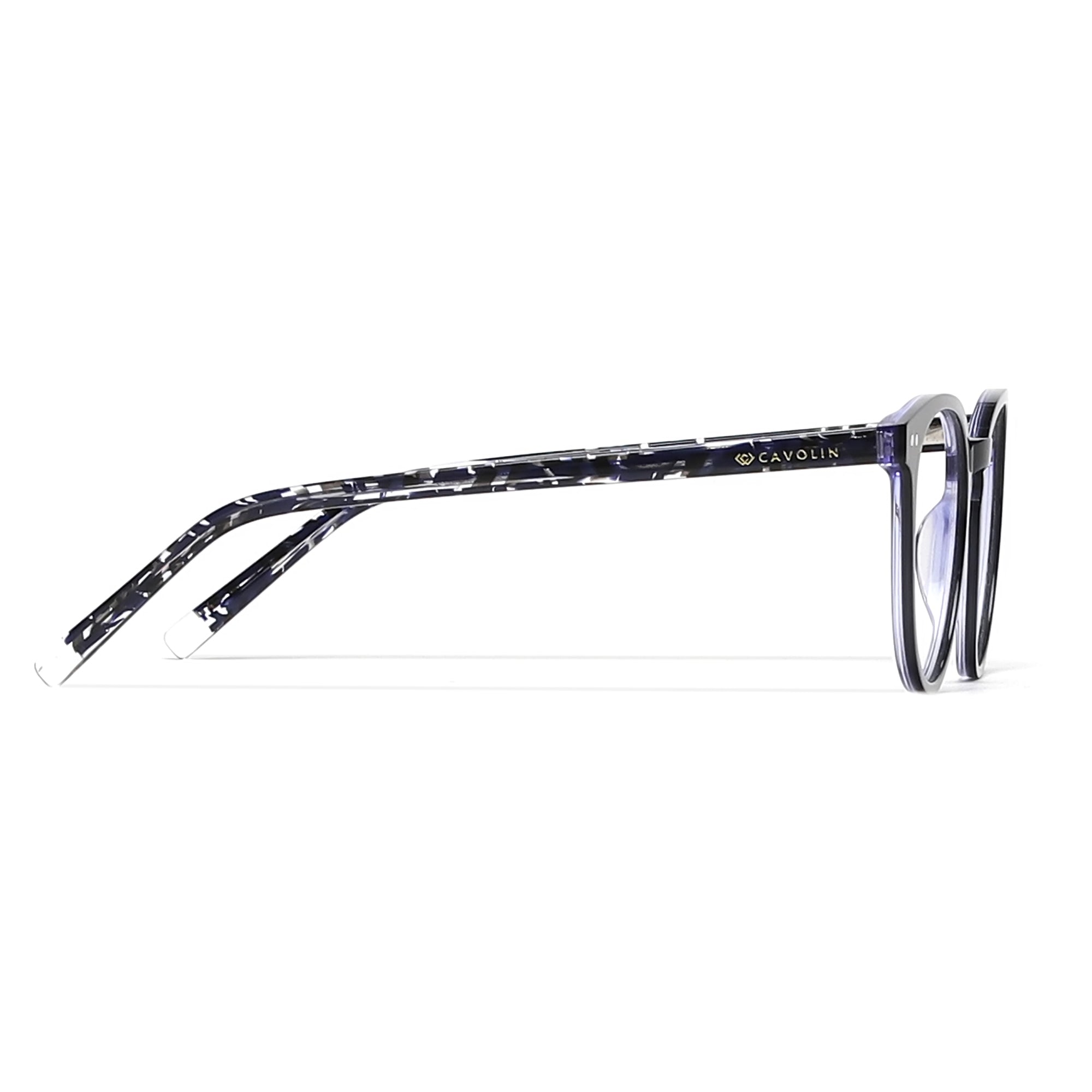 Cavolin Black Purple Round Eyeglasses