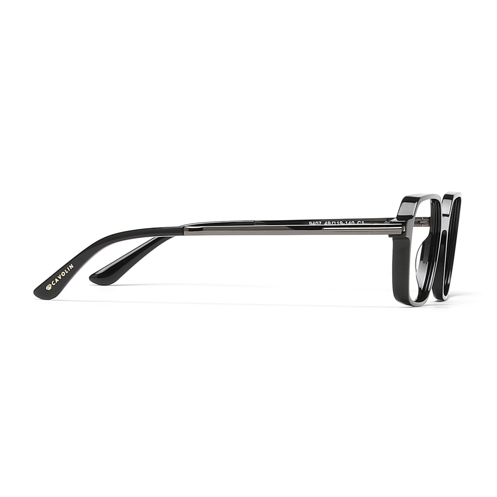 Cavolin Black Clip On Geometric Eyeglasses