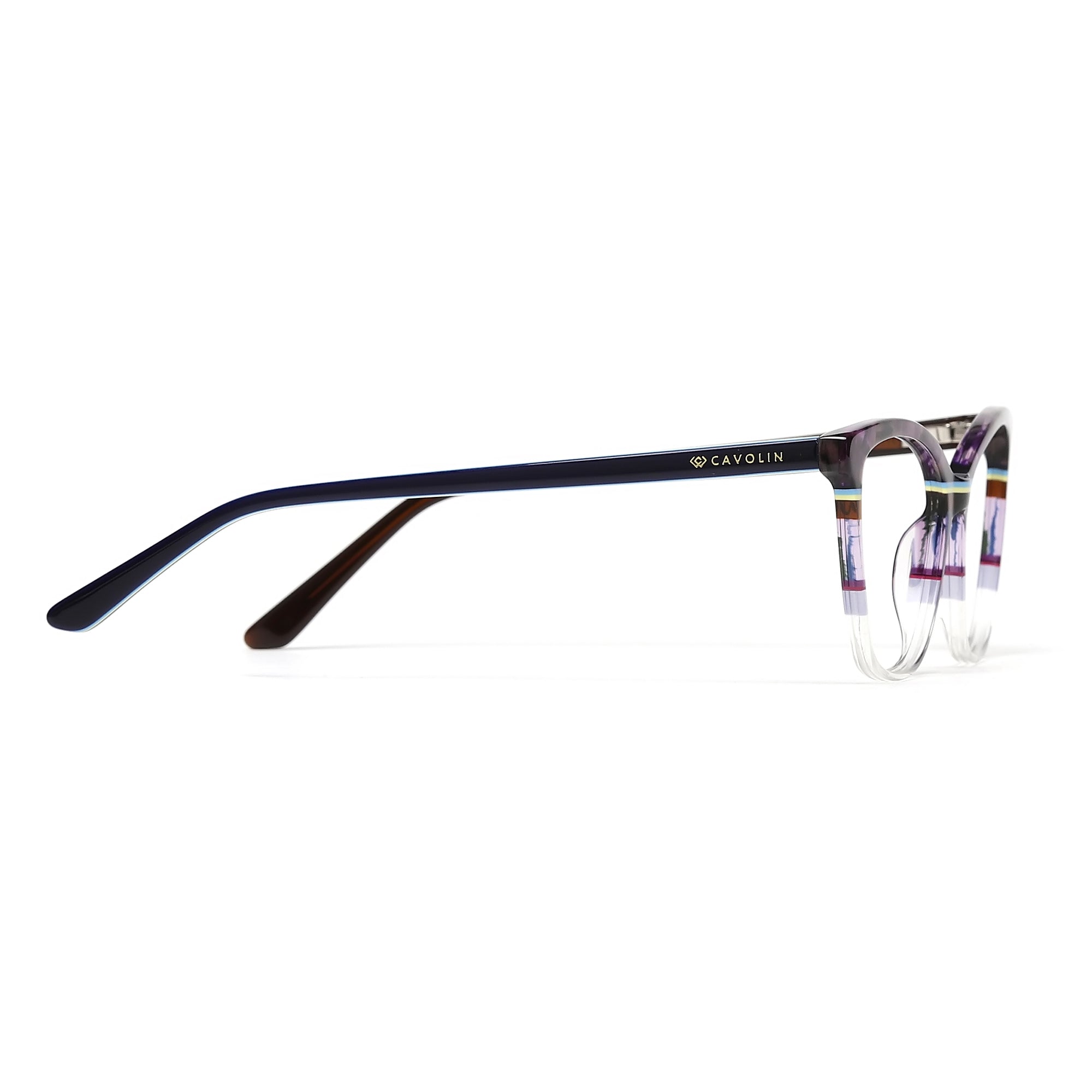 Cavolin Purple Transparent Cat Eye Eyeglasses