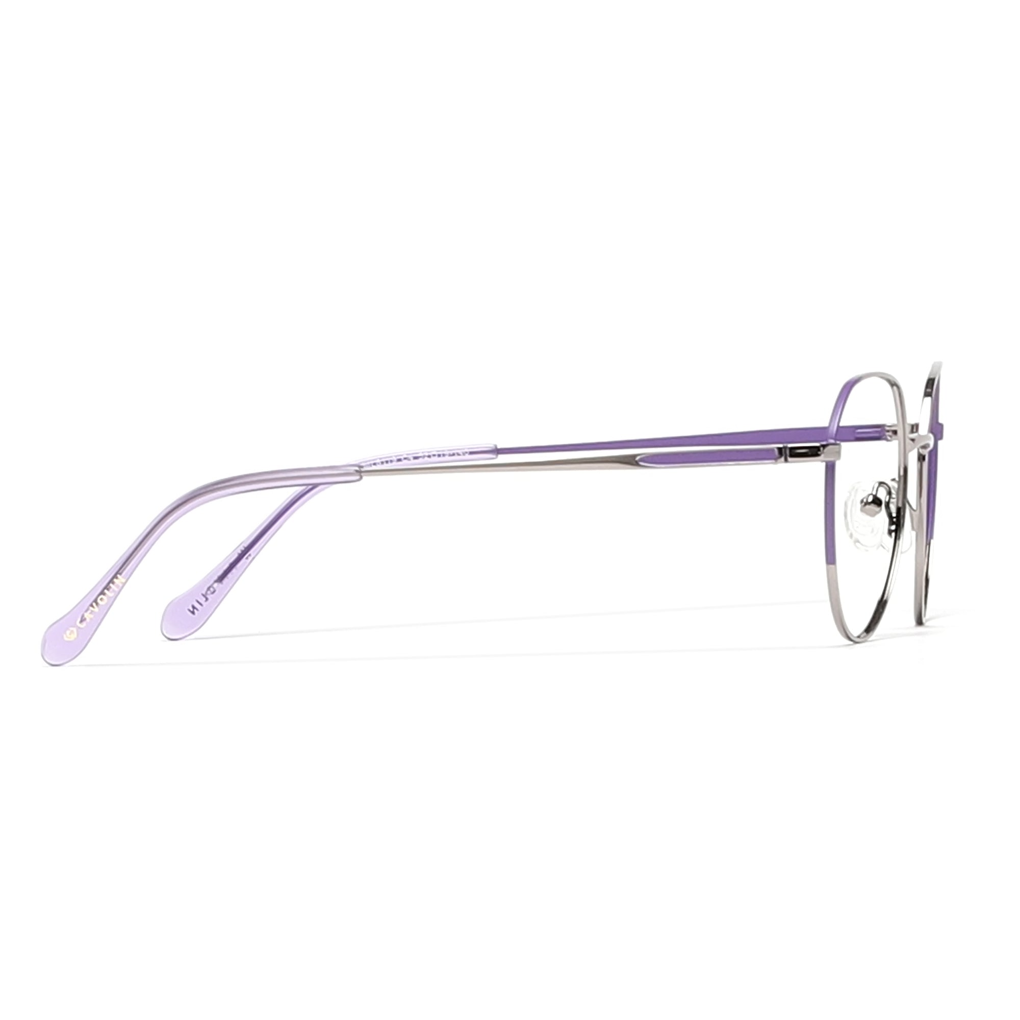 Cavolin Purple Gun Metal Geometric Eyeglasses