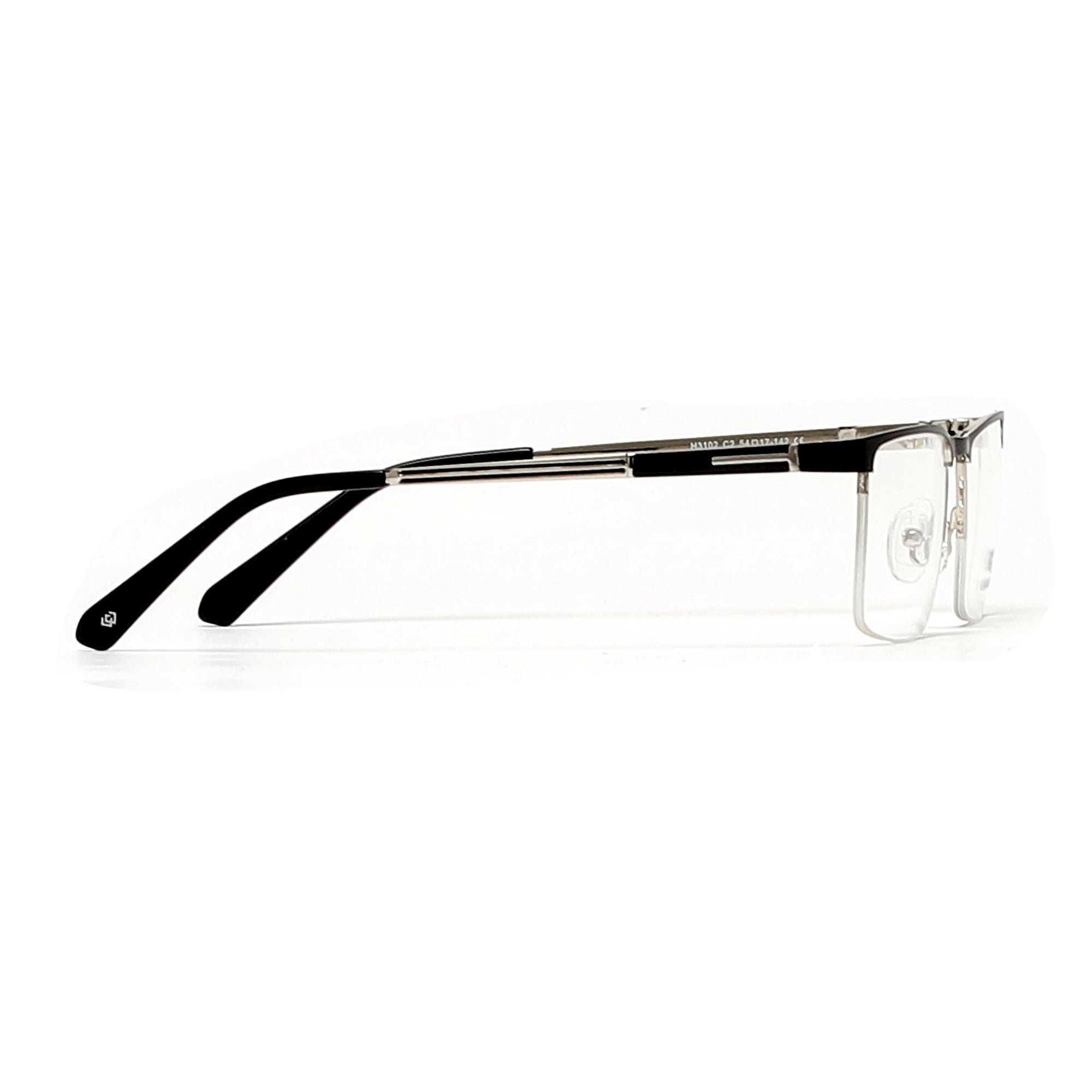 Cavolin Black Silver Rectangle Eyeglasses