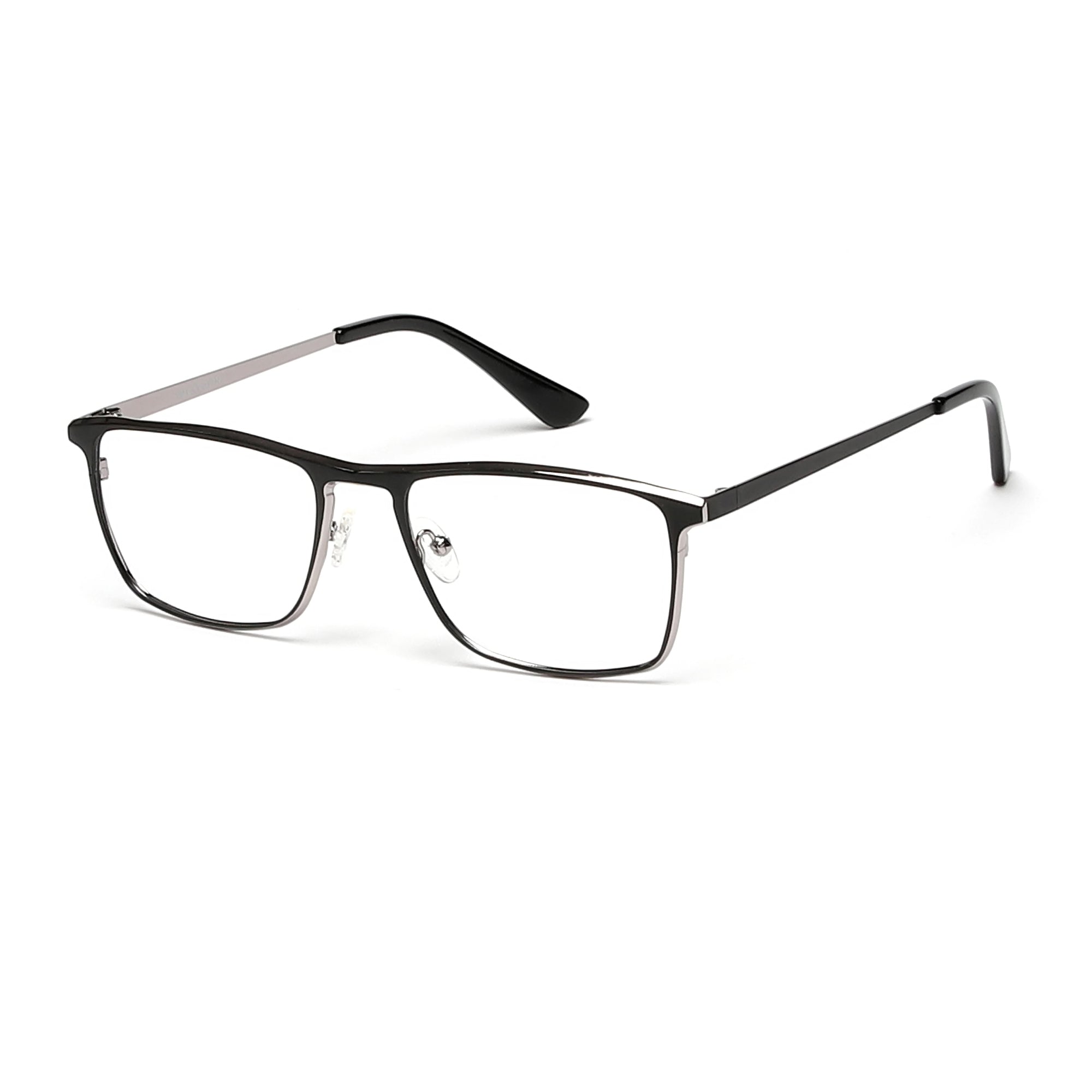 Cavolin Black Silver Rectangle Eyeglasses