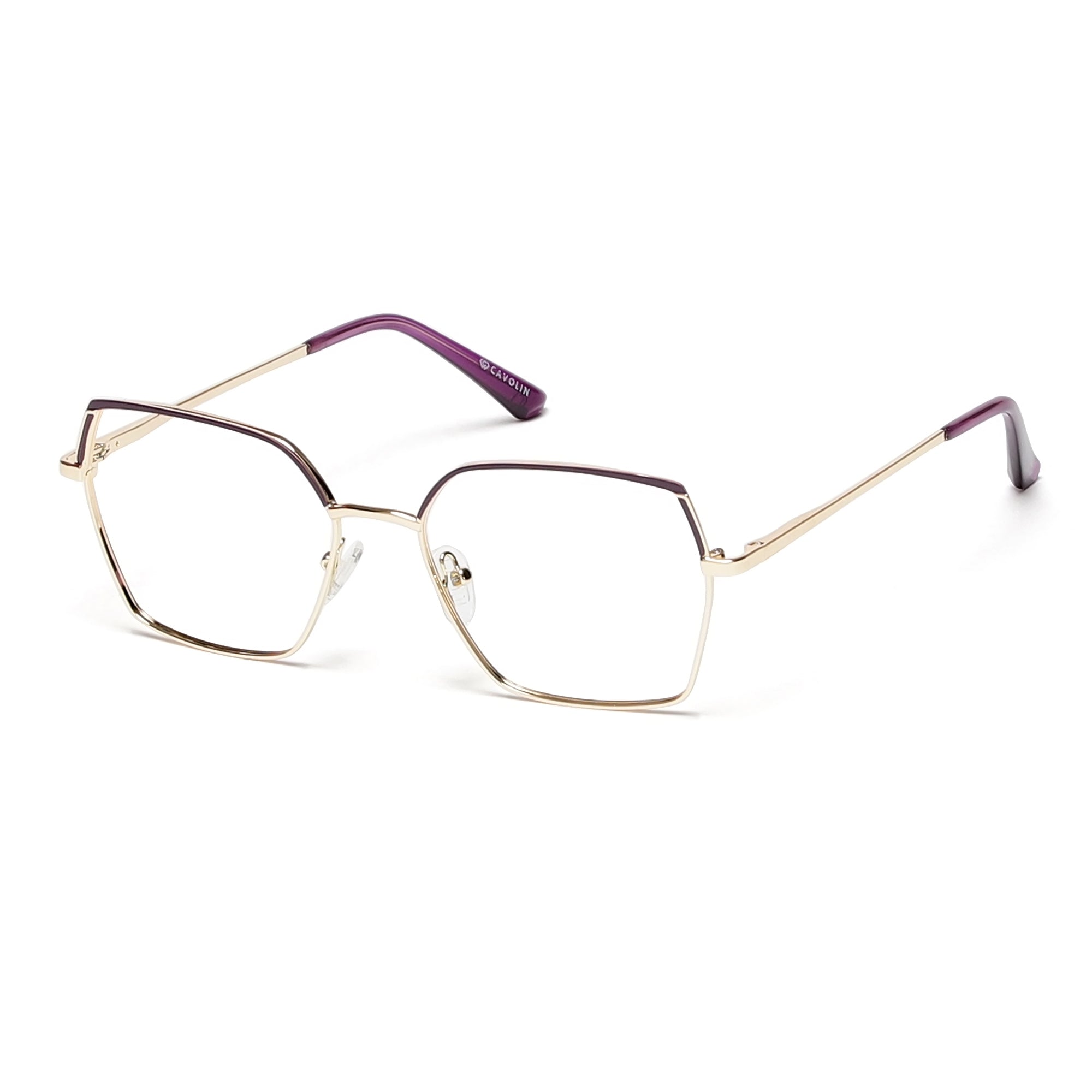 Cavolin Gold Purple Geometric Eyeglasses