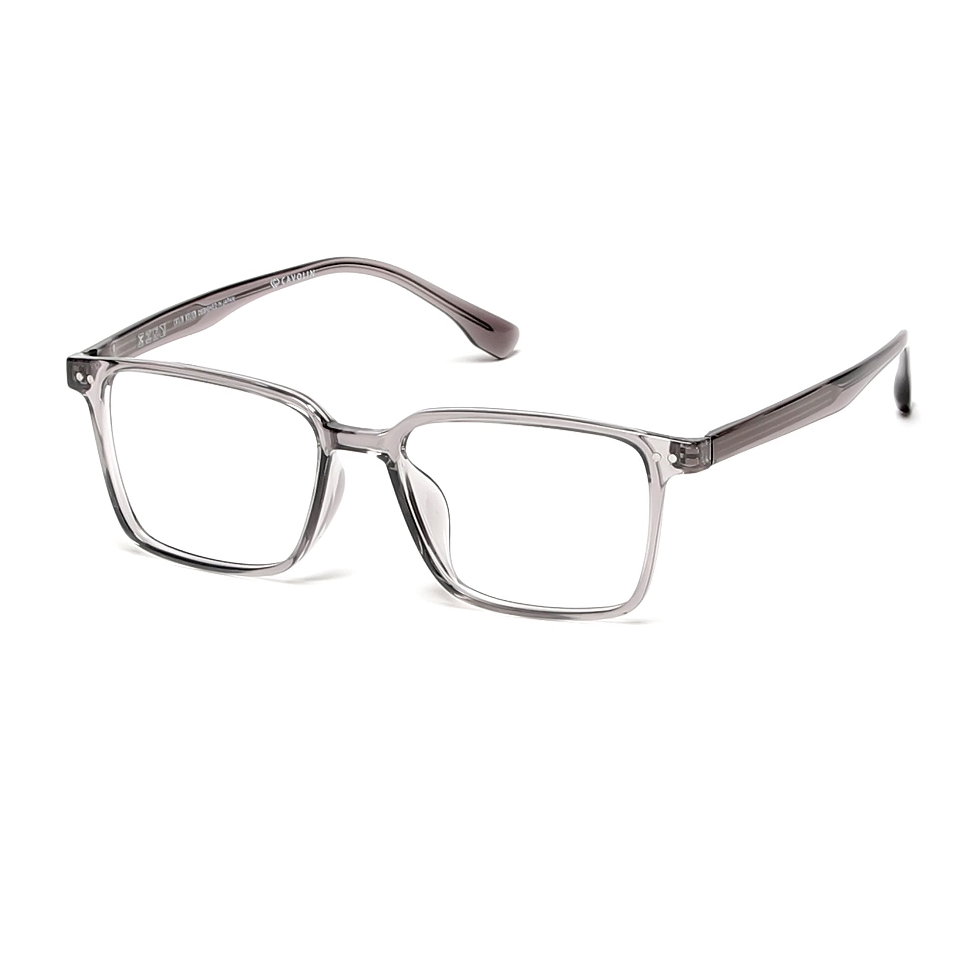 Cavolin Grey Transparent Rectangle Eyeglasses
