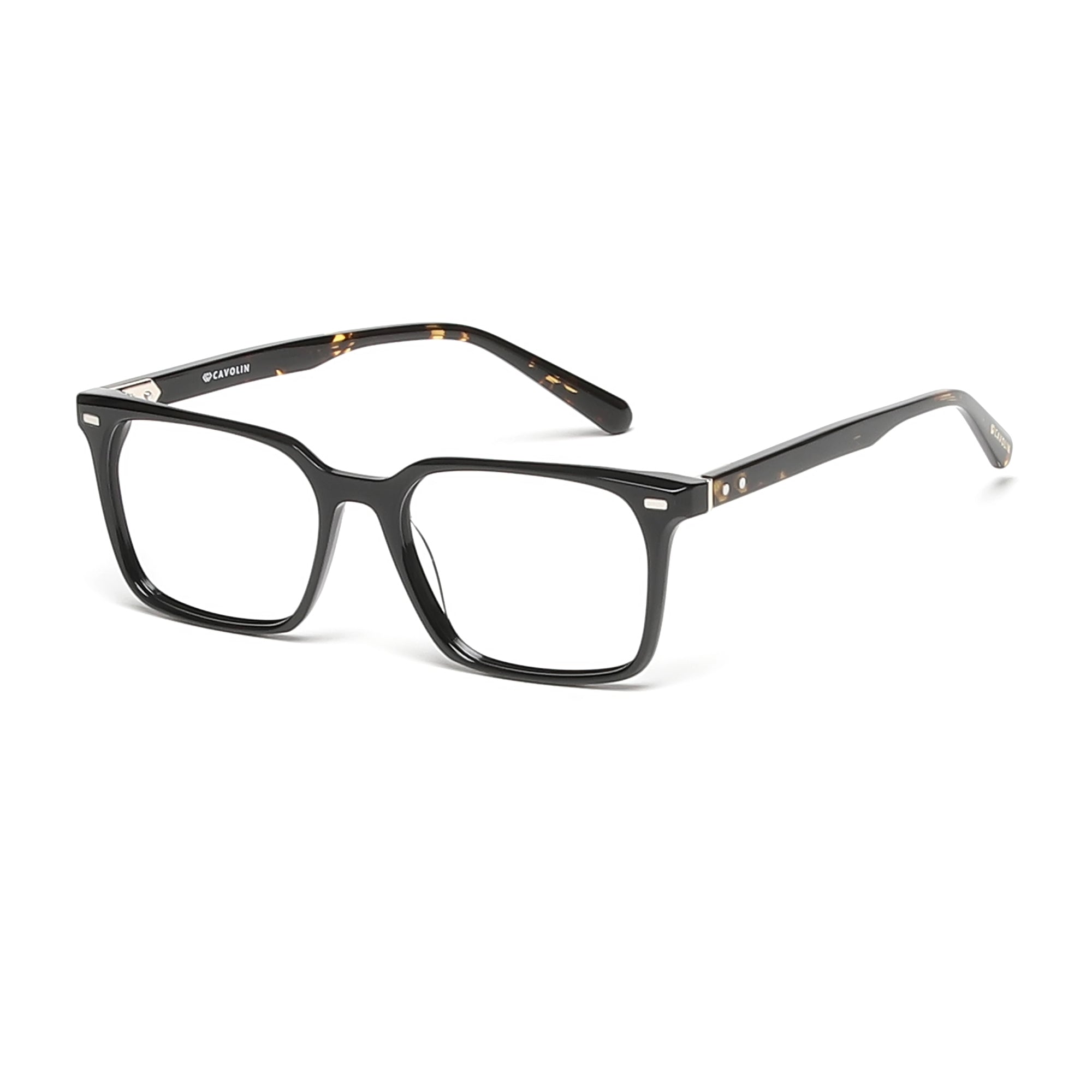Cavolin Black Clip On Square Eyeglasses
