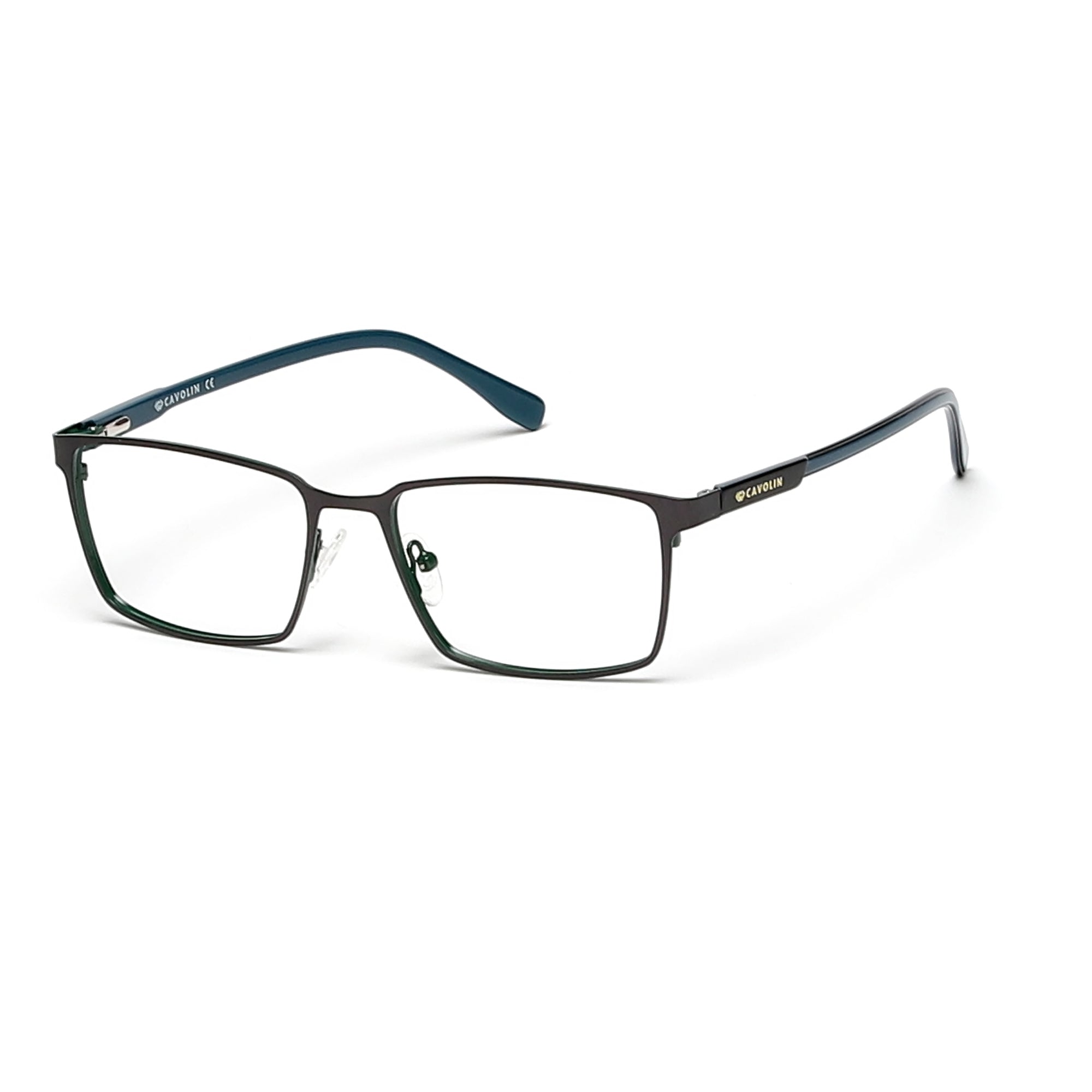 Cavolin Gun Metal Green Rectangle Eyeglasses