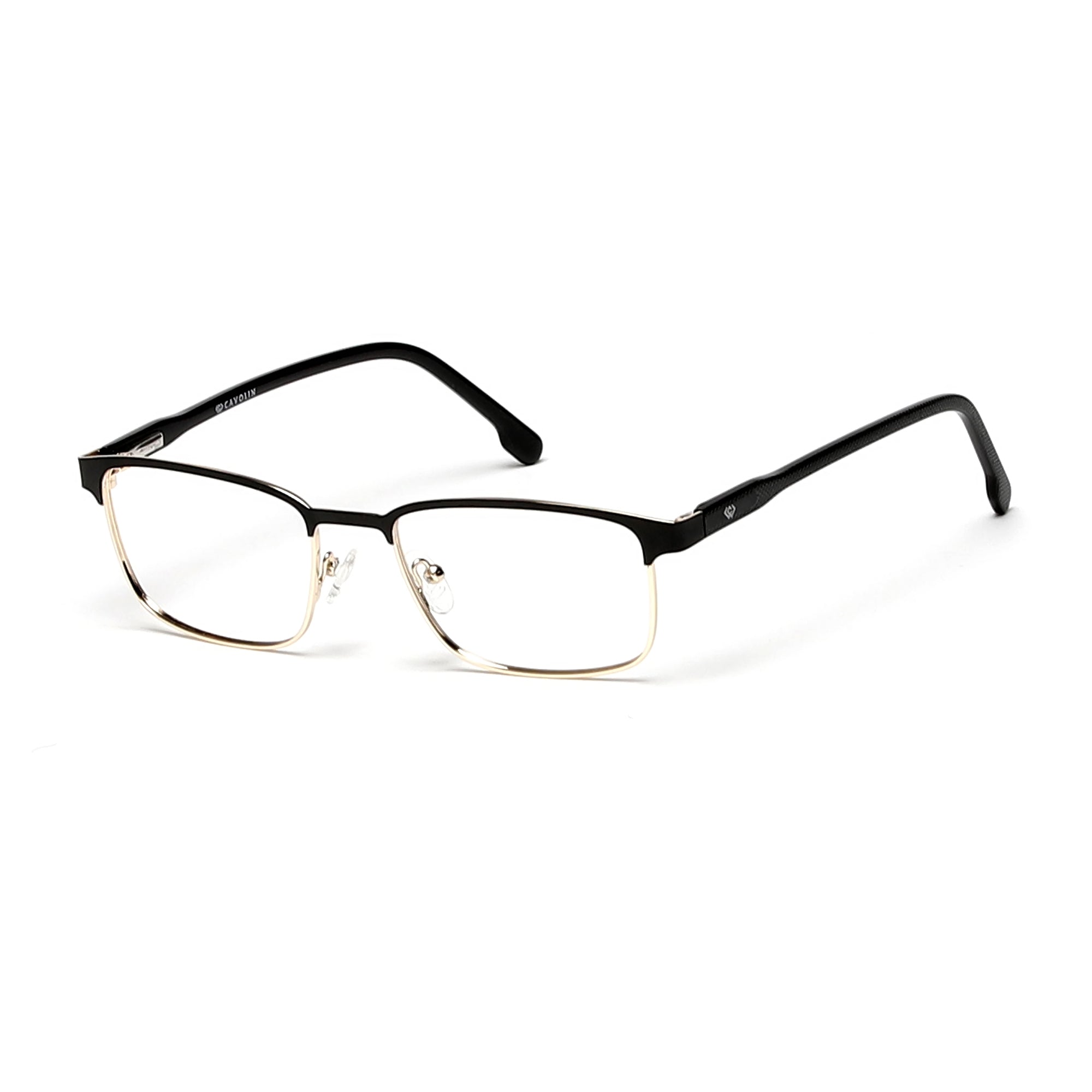 Cavolin Black Gold Rectangle Eyeglasses